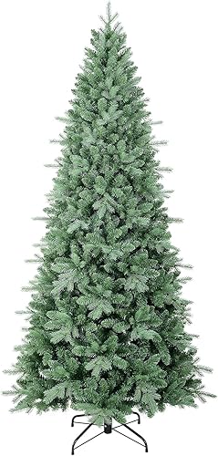 Árbol de Navidad artificial delgado de 6 pies, árbol de Navidad delgado de abeto azul sin luz con 1205 puntas de ramas mixtas de polietileno y PVC,
