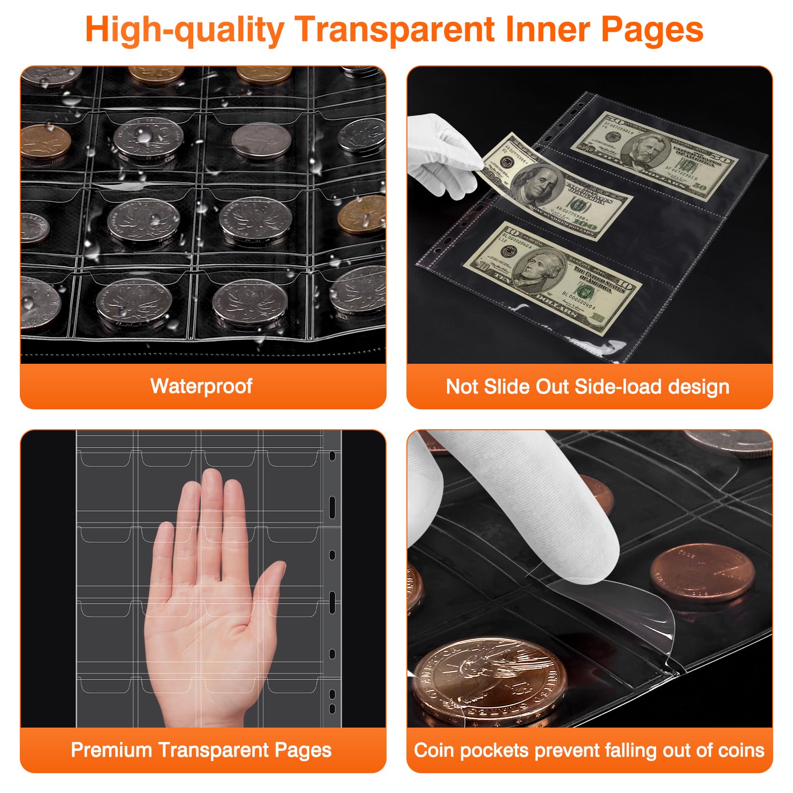 Amazon.com: 硬幣收藏書,附520 個口袋硬幣夾,硬幣相冊,適合收藏家硬幣套- 紙鈔活頁夾收納硬幣收納盒,附鎖,收集硬幣收藏鈔票,郵票:  辦公用品