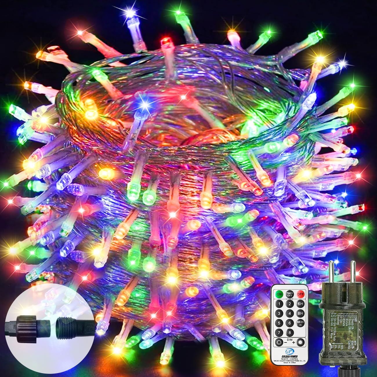 btfarm 30M 300 LED Lichterkette Außen Strom mit Fernbedienung, Timer Lichterketten Innen mit Stecker, 8 Modi Christmas Lights IP65 Wasserdicht für Garten Baum Weihnachten Balkon Outdoor, Farbe