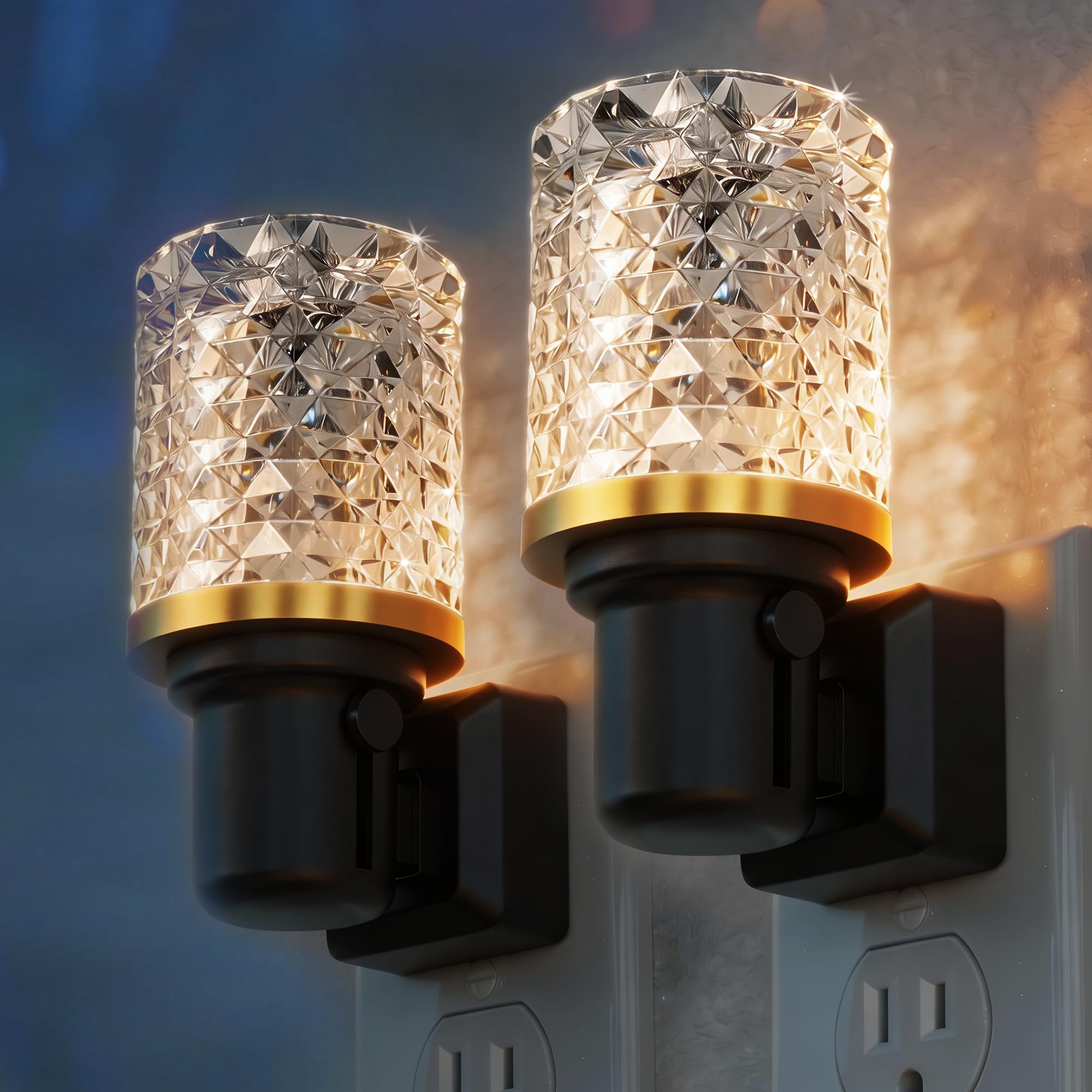 JandCase LED Night Light, Dimmable Night Lights Plug into Wall,Dusk to Dawn | 2 Pack Modern Nightlight, Auto On Off Light Sensor, 3000K Soft White Night Light 0-100LM, Bathroom Hallway Bedroom Decor