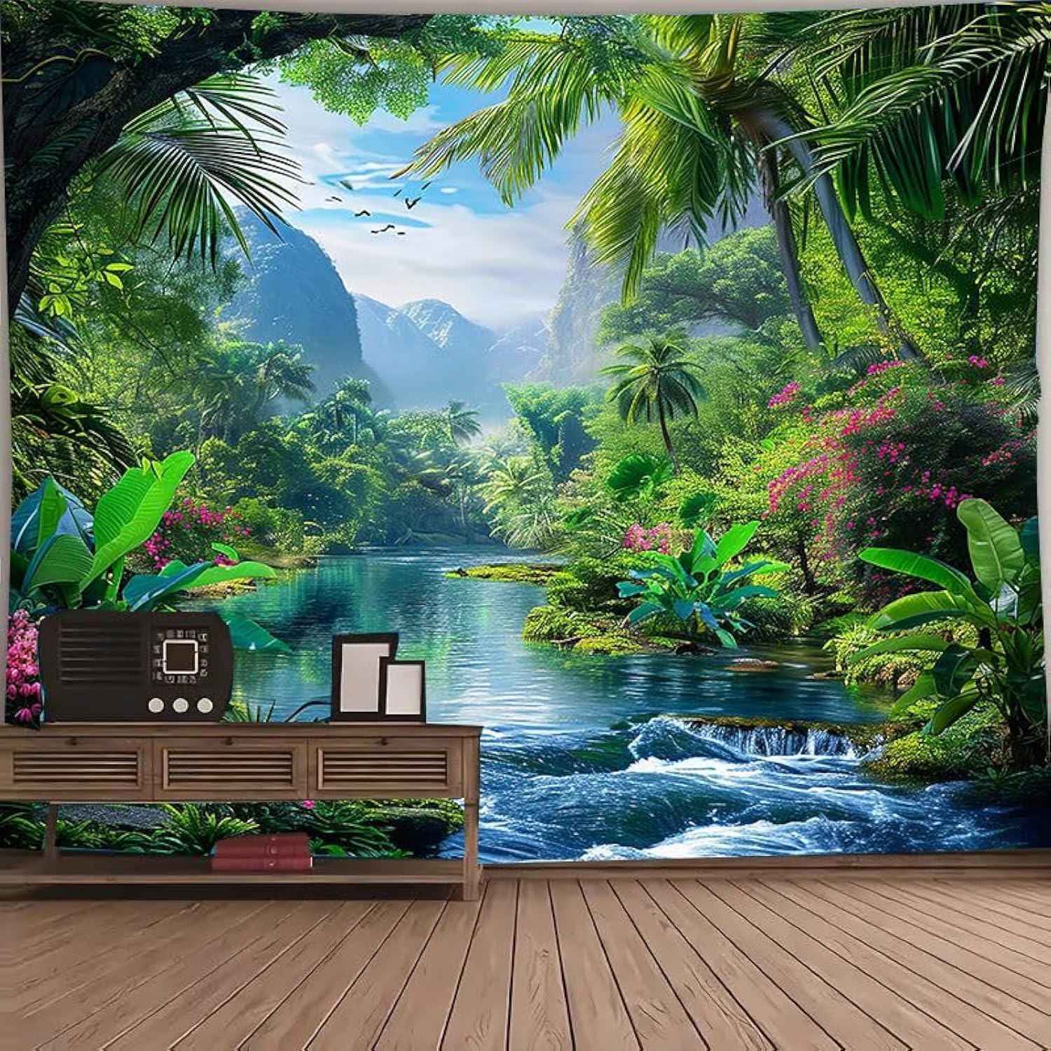 FENDROM Nature Tropical Rain Forest Tapestry Fantasy Landscape Mountain River Jungel Wall Hanging Tapestries for Bedroom Living Room Dorm