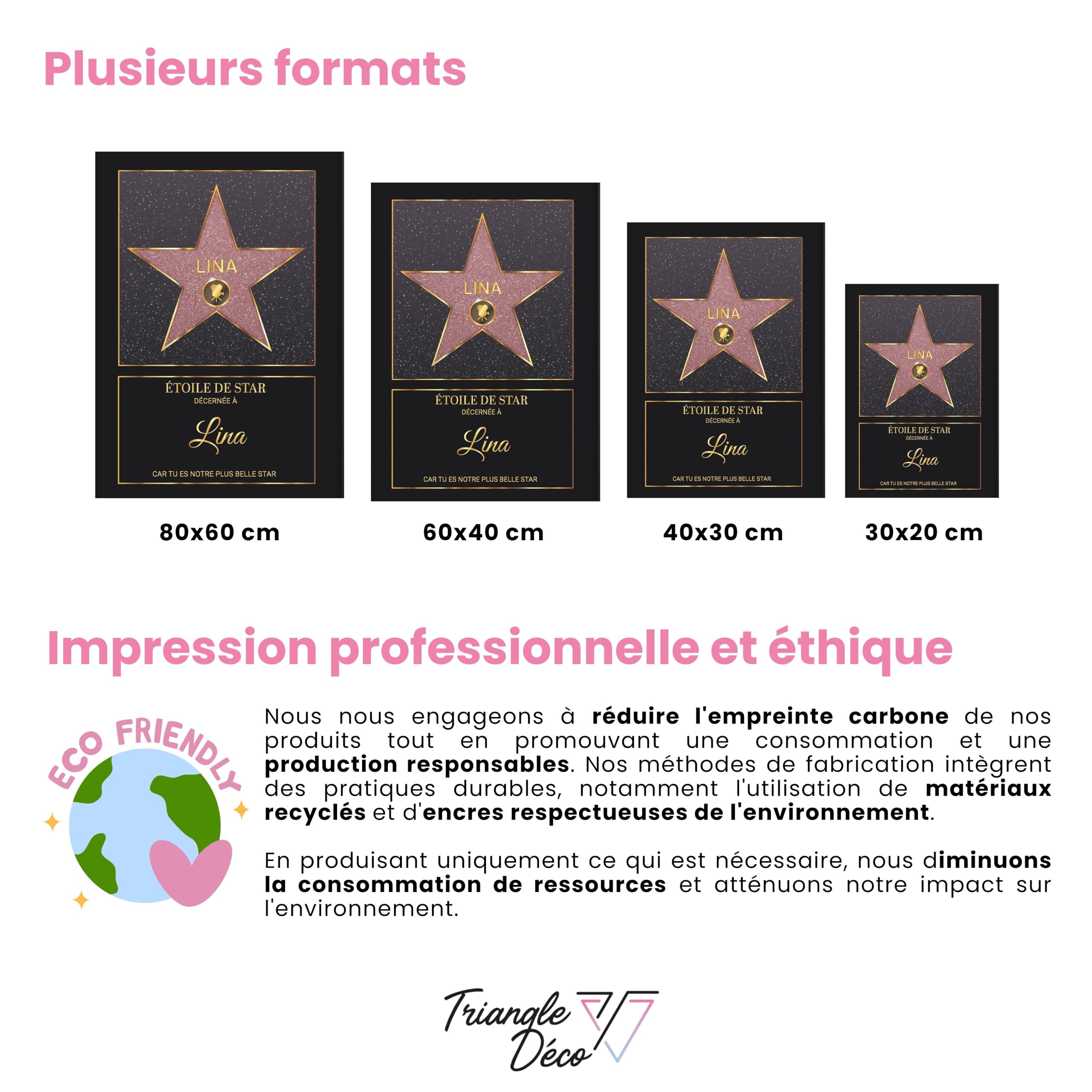 Affiche personnalisée Étoile de Star Hollywood rouge – Poster Toile Plexiglas avec ou sans Cadre