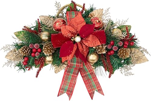 Hecho a mano con diseño de lágrima de Navidad, flor de pascua roja con anillo HOLIDAY TREE