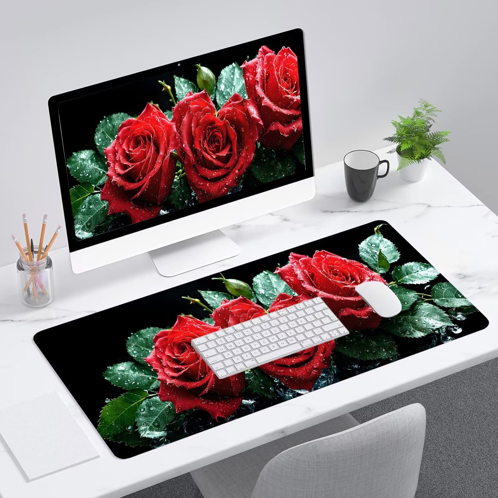 Rosso Tappetino Mouse Gaming, Tappetino Mouse XXL 1200 x 500 mm, Tappetino Mouse Rosa, Mouse Pad con Base Antiscivolo, Bordi Cuciti Tappetino per Mouse, Tappetino Mouse Gaming di Alta Precisione S-22