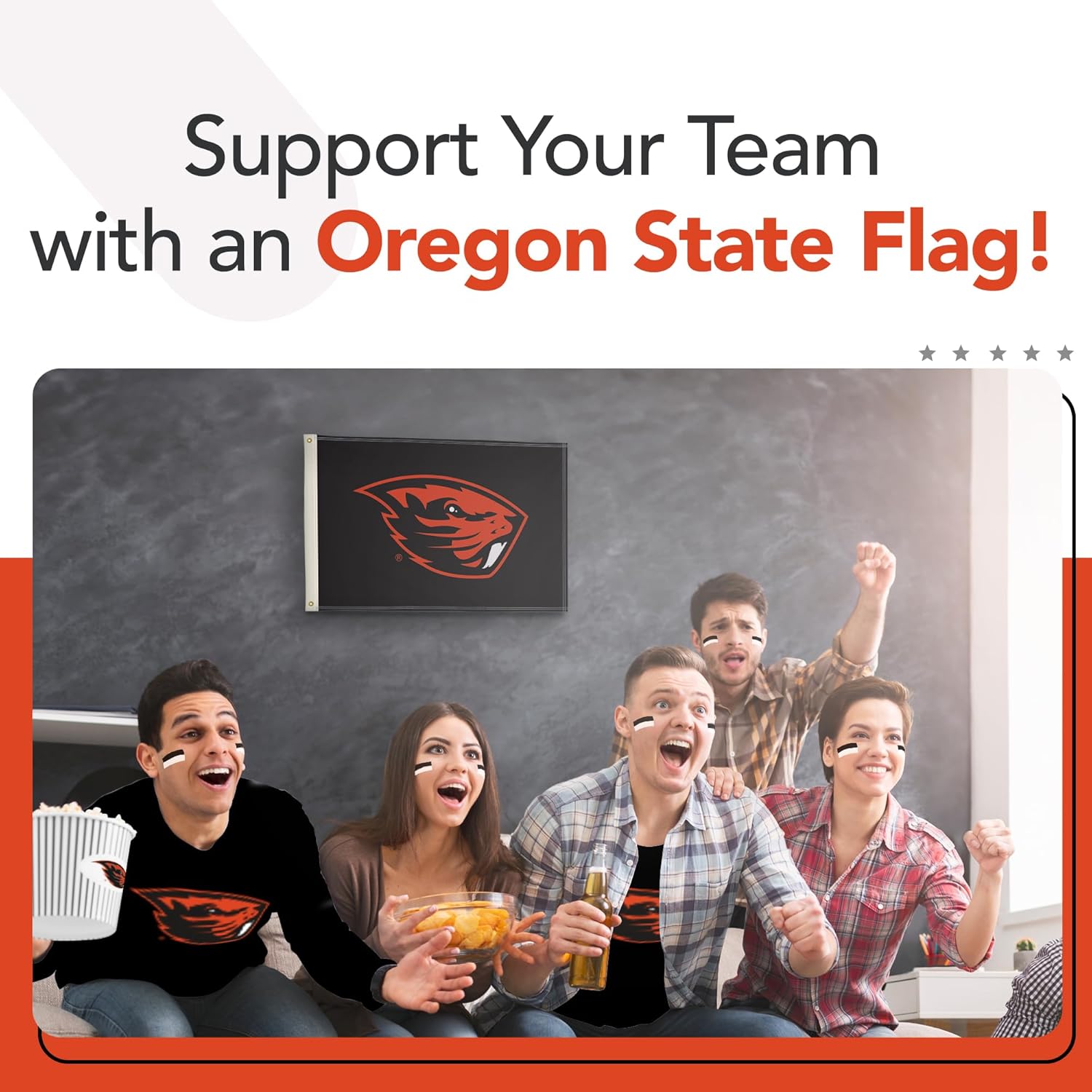 Oregon State Beavers College Sports Printed Flag - NCAA Licensed (Black, Orange, 2' x 3') - Image 4
