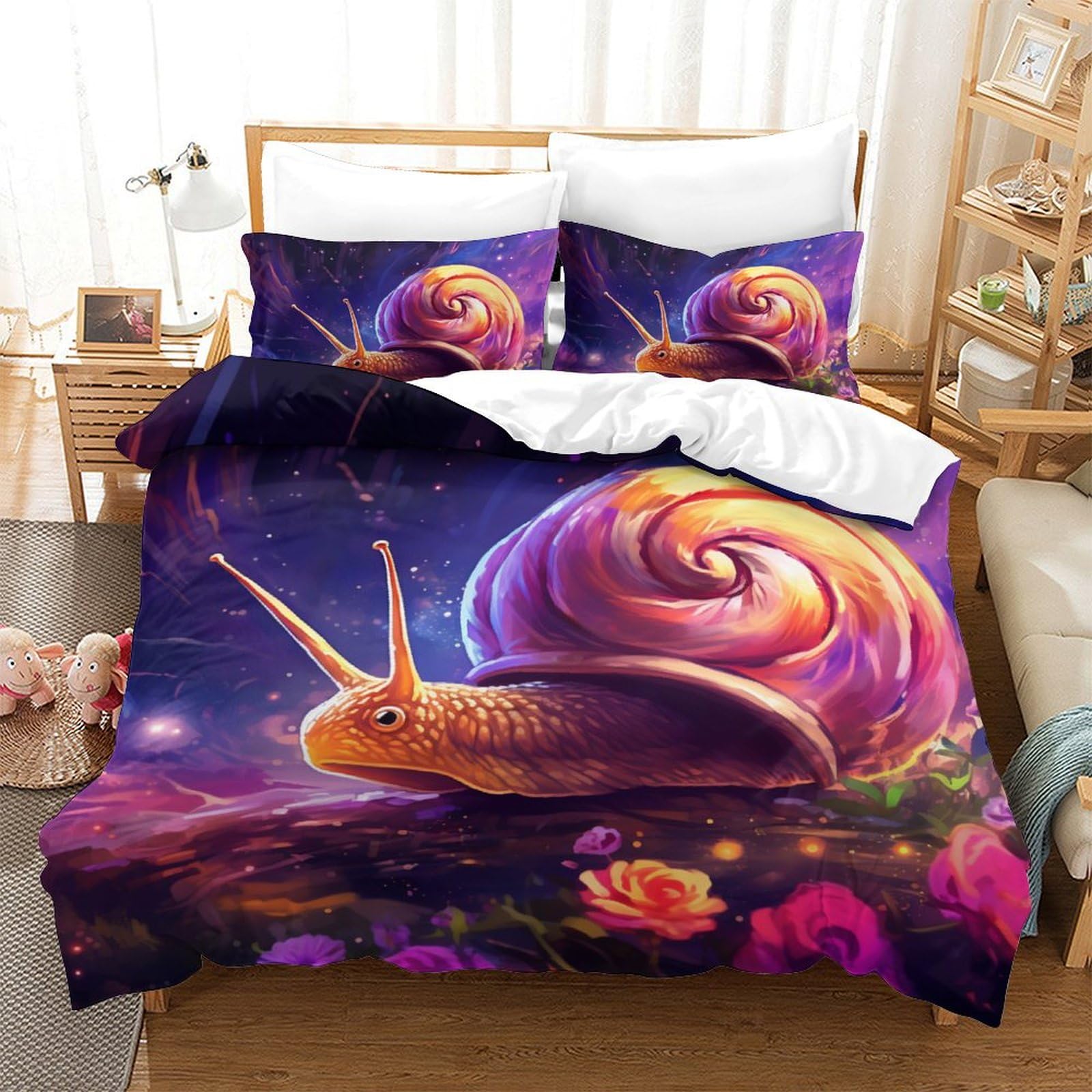 Housse de couette escargot 3D finissez-en avec les draps rêches et chauds