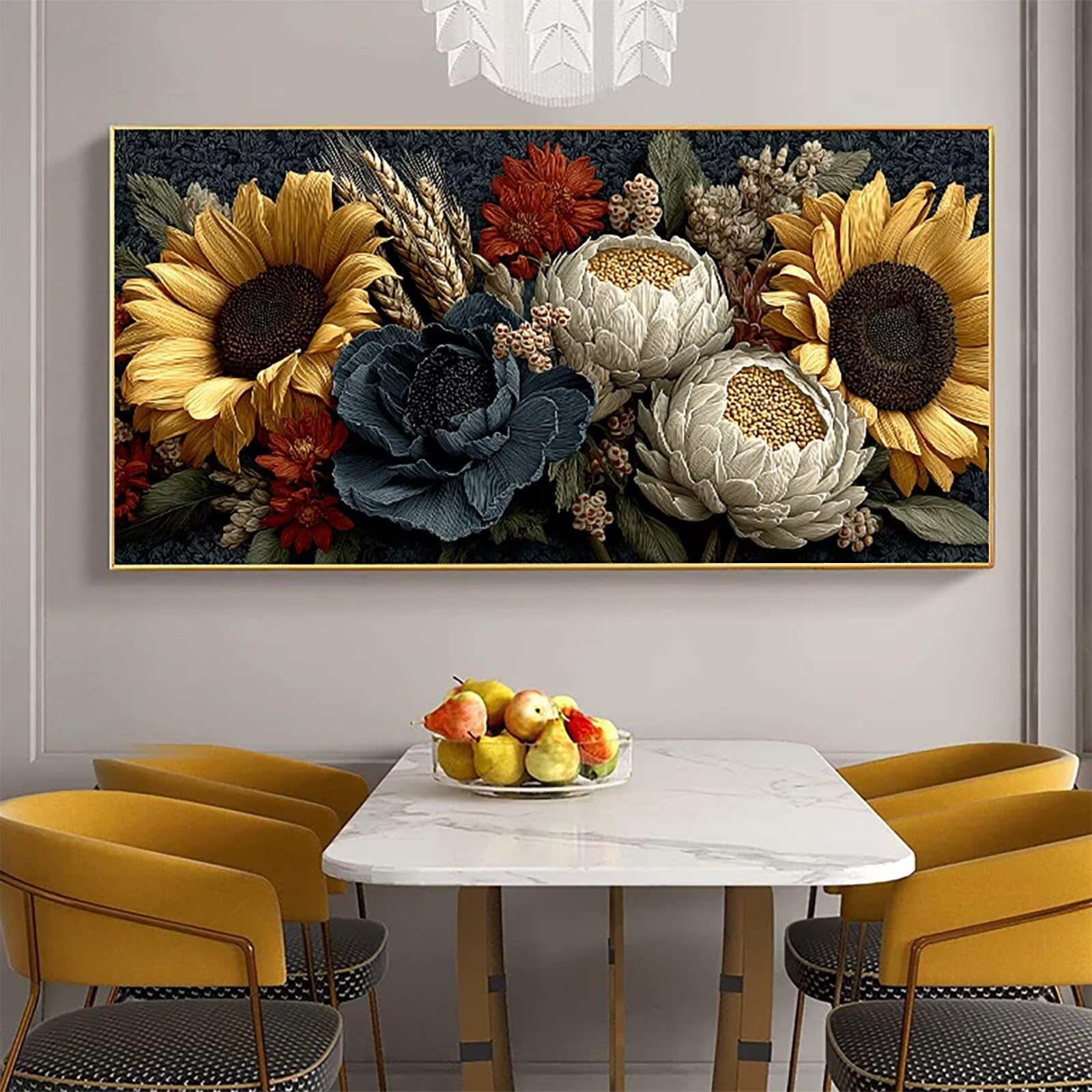 SonnenBlumen malowanie według liczb, dla dorosłych, malowanie według liczb, kwiaty, dla dorosłych, do majsterkowania, dla początkujących, do dekoracji salonu, dekoracja ścienna, prezent dla kobiet, 70
