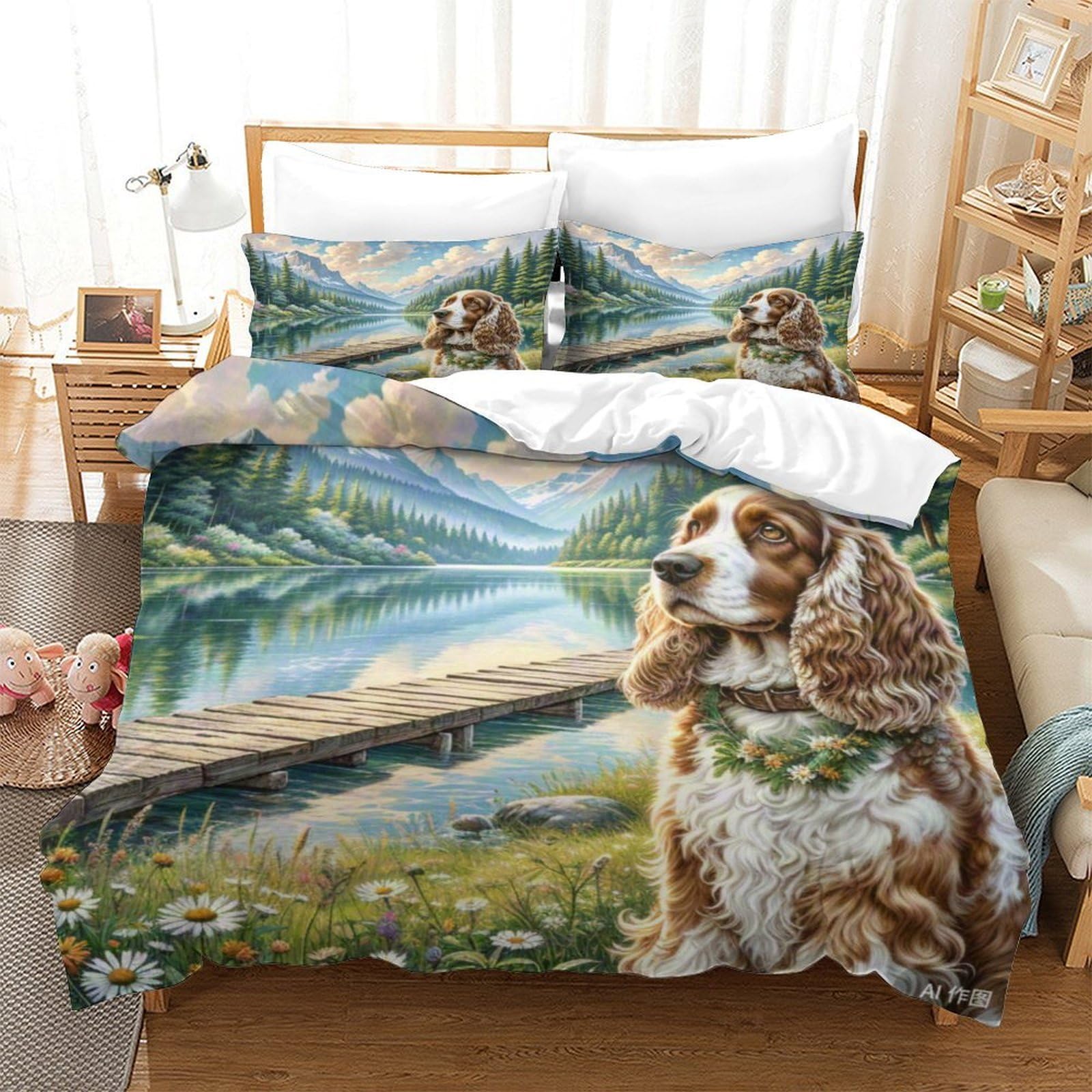 Parure de lit Cocker Spaniel américain, cadeau idéal pour ados et enfants