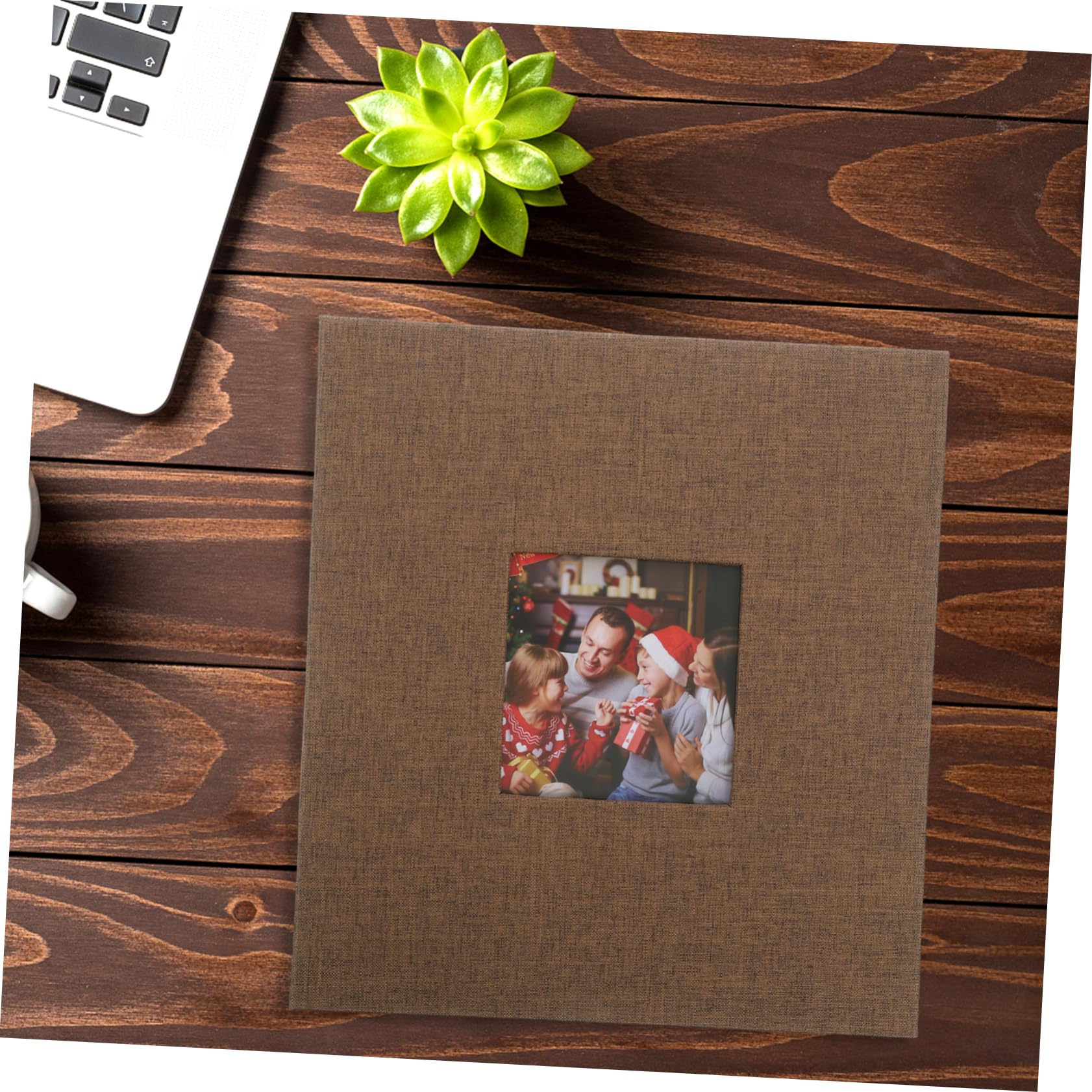 Album Fotografico Autoadesivo in Lino, 20 Fogli, Coffee | Uso Matrimonio e Compleanno, Riutilizzabile e Facile da Usare, Carta e Telaio Resistenti alla Deformazione