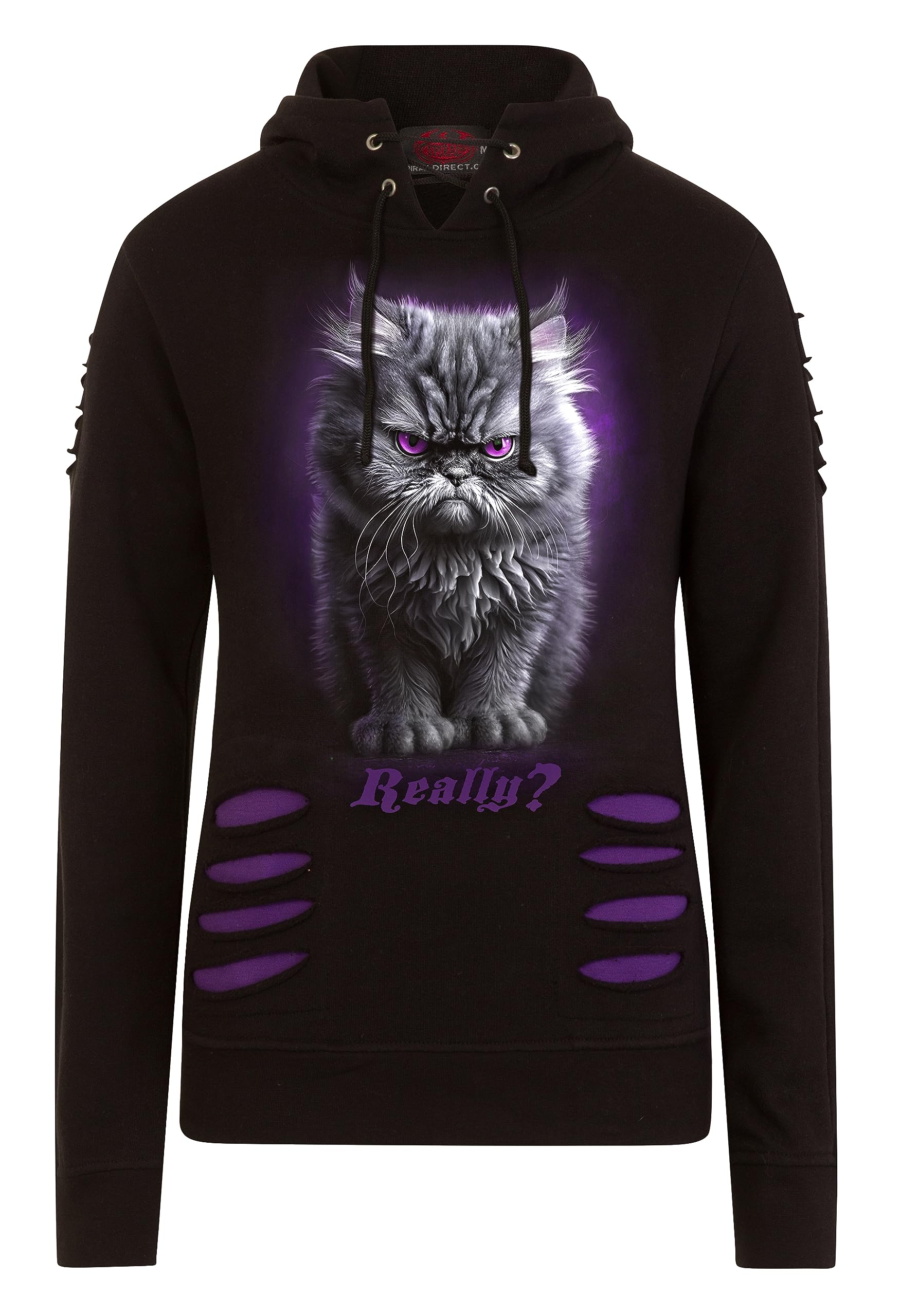 Spiral - Anger Management - Large Hood Ripped Hoody Purple-Black - XL