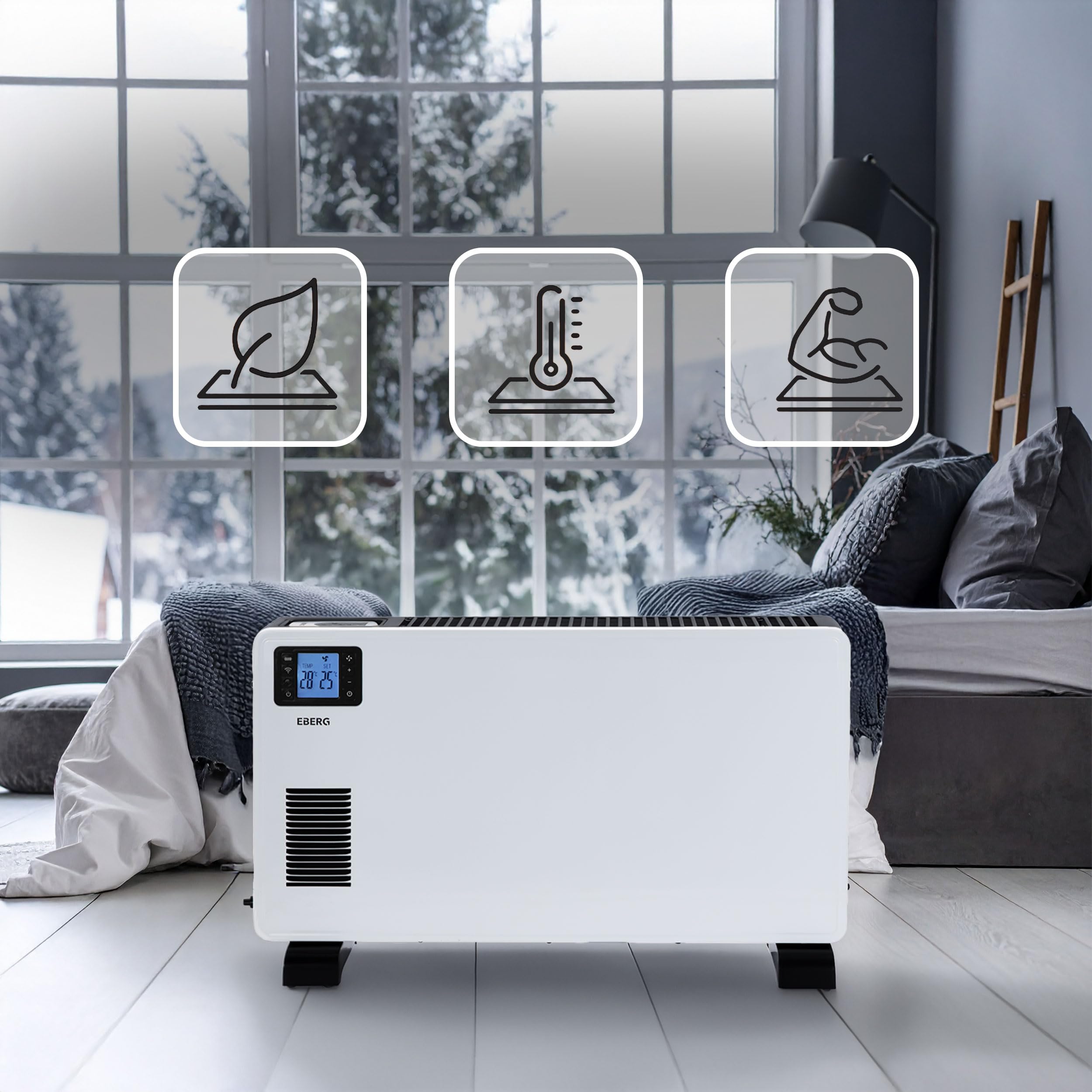 EBERG Grzejnik elektryczny konwektorowy CONVY 2300W energooszczędny WiFi