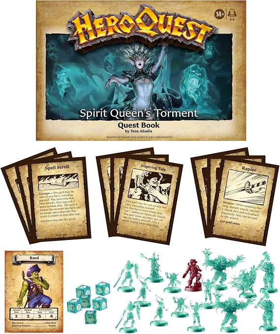 Avalon Hill HeroQuest Spirit Queen's Torment Quest Pack, Requires HeroQuest Game System to Play, Dungeon Crawler Games, Ages 14+, 2-5 Players, Strategy Games