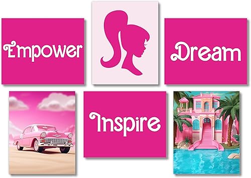 Miniatura 1 de Brooke & Vine Decoración estética rosa para dormitorio de niña para fiesta de cumpleaños (sin marco, 8 x 10 pulgadas, juego de 6), pósteres de