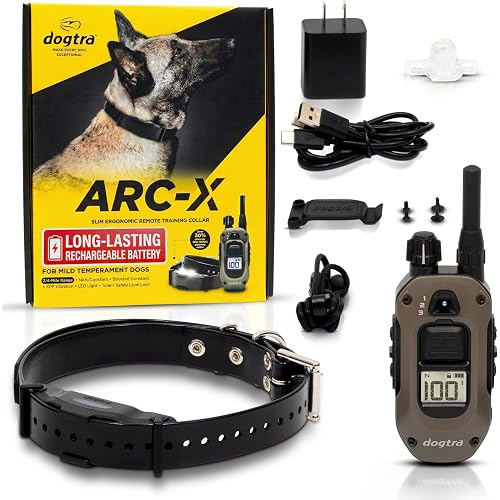 Dogtra ARC-X E-Collar for Dog Training - 3/4 Mile Range, for Dogs 15 lbs+, Slim Design, IPX9K Waterproof, 100 Stimulation Levels, Vibration, Tone, Rechargeable - Dog Owners and Professional Trainers