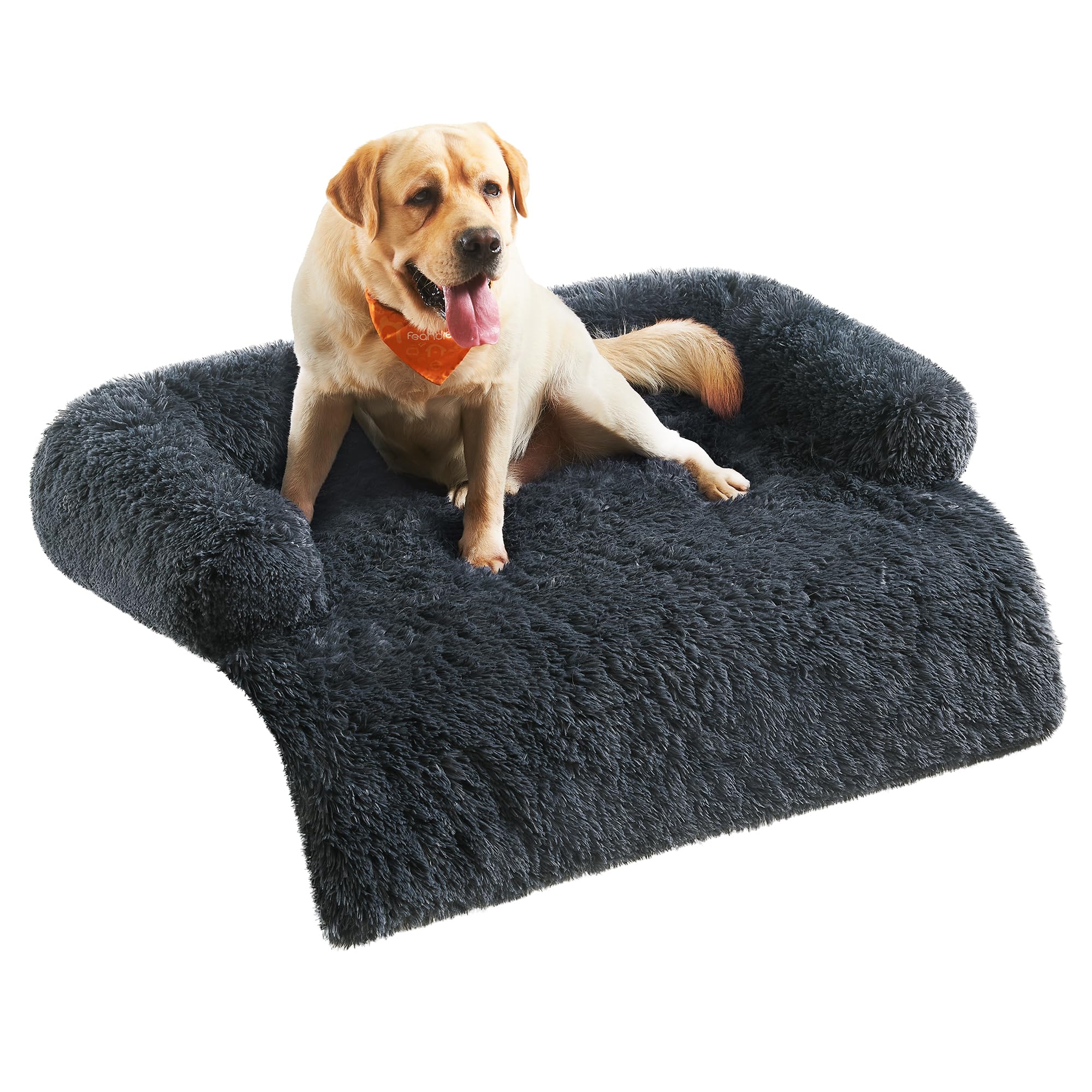 Feandrea FluffyHug Cuccia per Cani di Peluche, Tappeto Copridivano per Animali, Divano per Cani, XXL, per cani grandi, 122 x 95 x 18 cm, Grigio Scuro PGW224G02