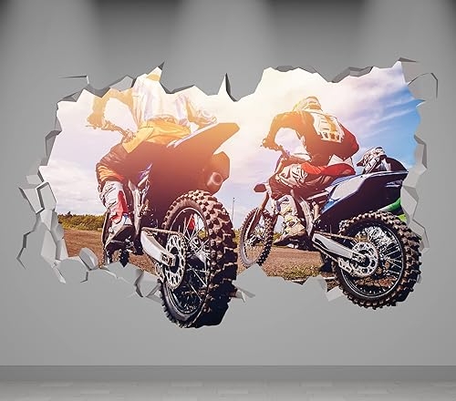 Kyle Cornhole Dirty Bike Cross Smash - Adhesivo decorativo para pared diseño de cruz de motocross vinilo extraíble MR1155 299 x 181in color verde