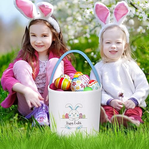 Miniatura 4 de PARTYWIND Cestas de Pascua para juegos de caza de huevos para niños, cestas de Pascua bolsas con asa para niños y niñas, suministros de fiesta,