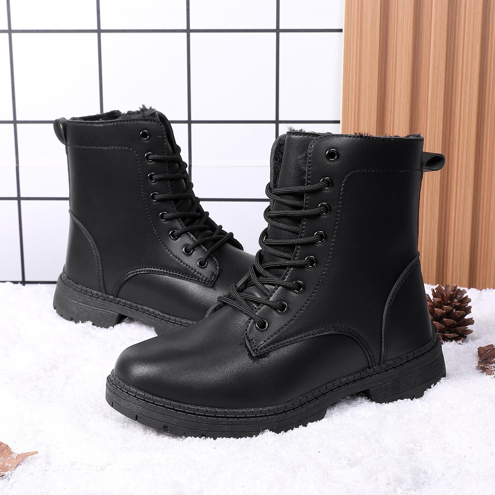 Damen Stiefel Wasserdicht Kurzschaft Stiefeletten Frauen Winterstiefel Warm Gefüttert Schneestiefel