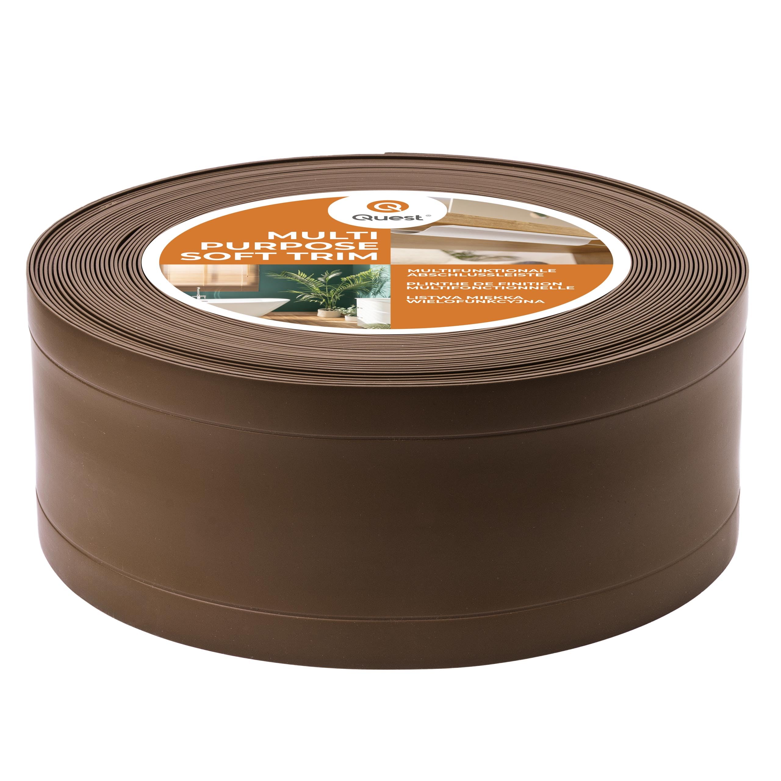 Quest Rodapié Flexible 6 en 1 PVC 95 mm Autoadhesivo - Marrón, 25 m