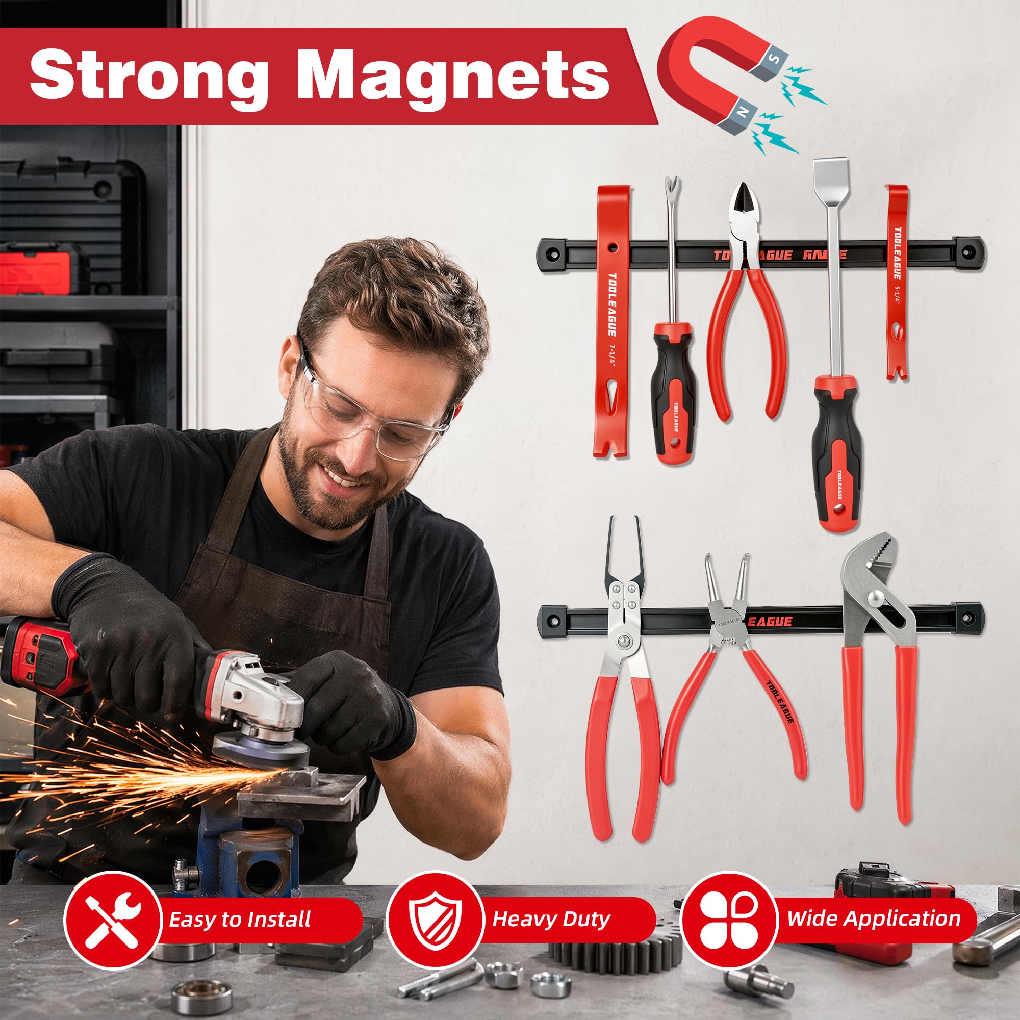 TOOLEAGUE 17" Double Sided Magnetic Tool Holder, Magnetic Tool Bar, 110LB — Amazon image 5