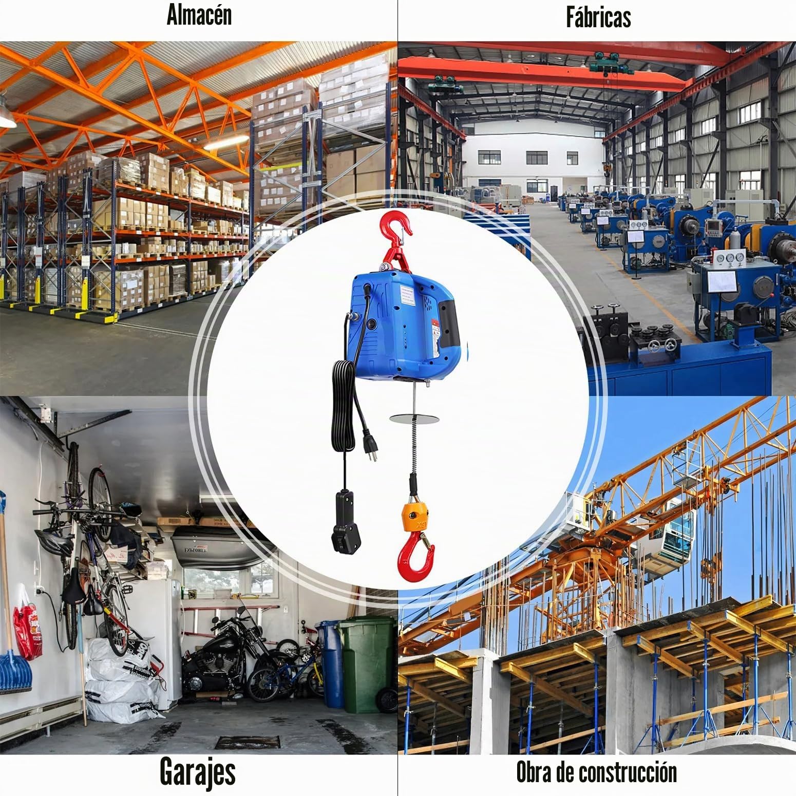 3 en 1 Polipasto eléctrico,Cabrestante eléctrico 220v con control remoto inalámbrico,cabrestante eléctrico portátil de 500kg/1100 libras,7,6m montacargas de balcón para almacén doméstico de