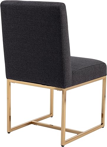 Miniatura 5 de Juego de 2 sillas de comedor modernas, sillas de comedor tapizadas de lino con patas de metal dorado para comedor, tocador, cocina, sala de estar,