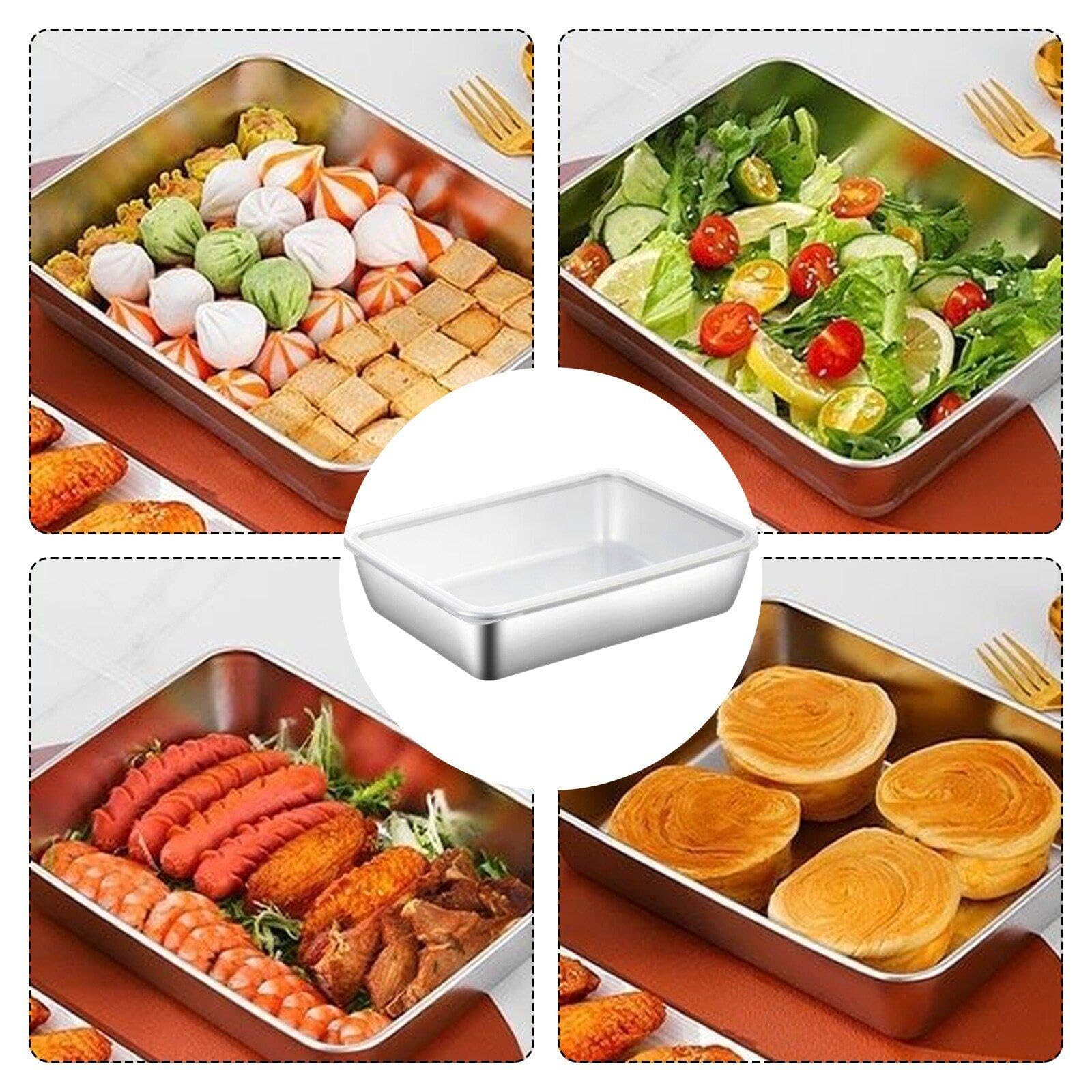 Stainless Steel Food Storage Box Container Rectangle Plate with