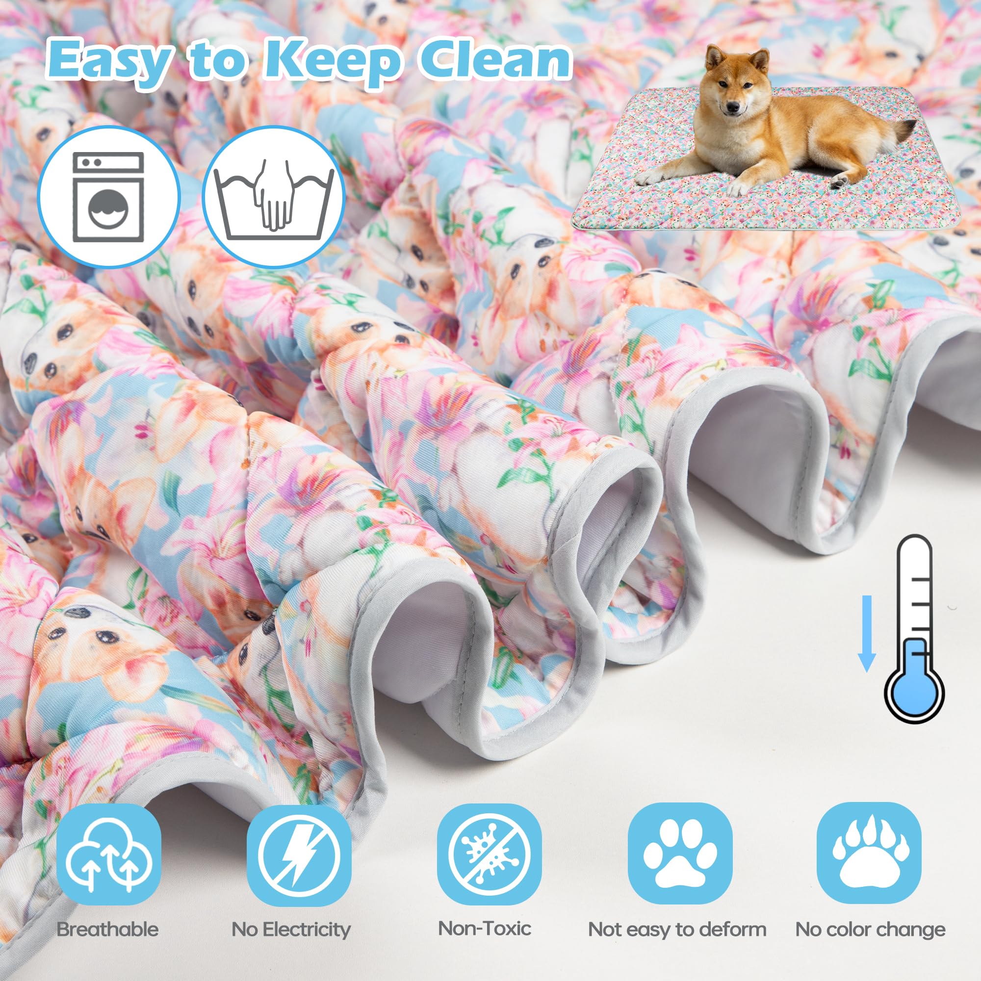 Alfombrilla de refrigeración para perros, almohadillas de hielo autoenfriables para gatos, manta ligera para mascotas, tela fresca de verano para cachorros, tapete lavable para dormir para