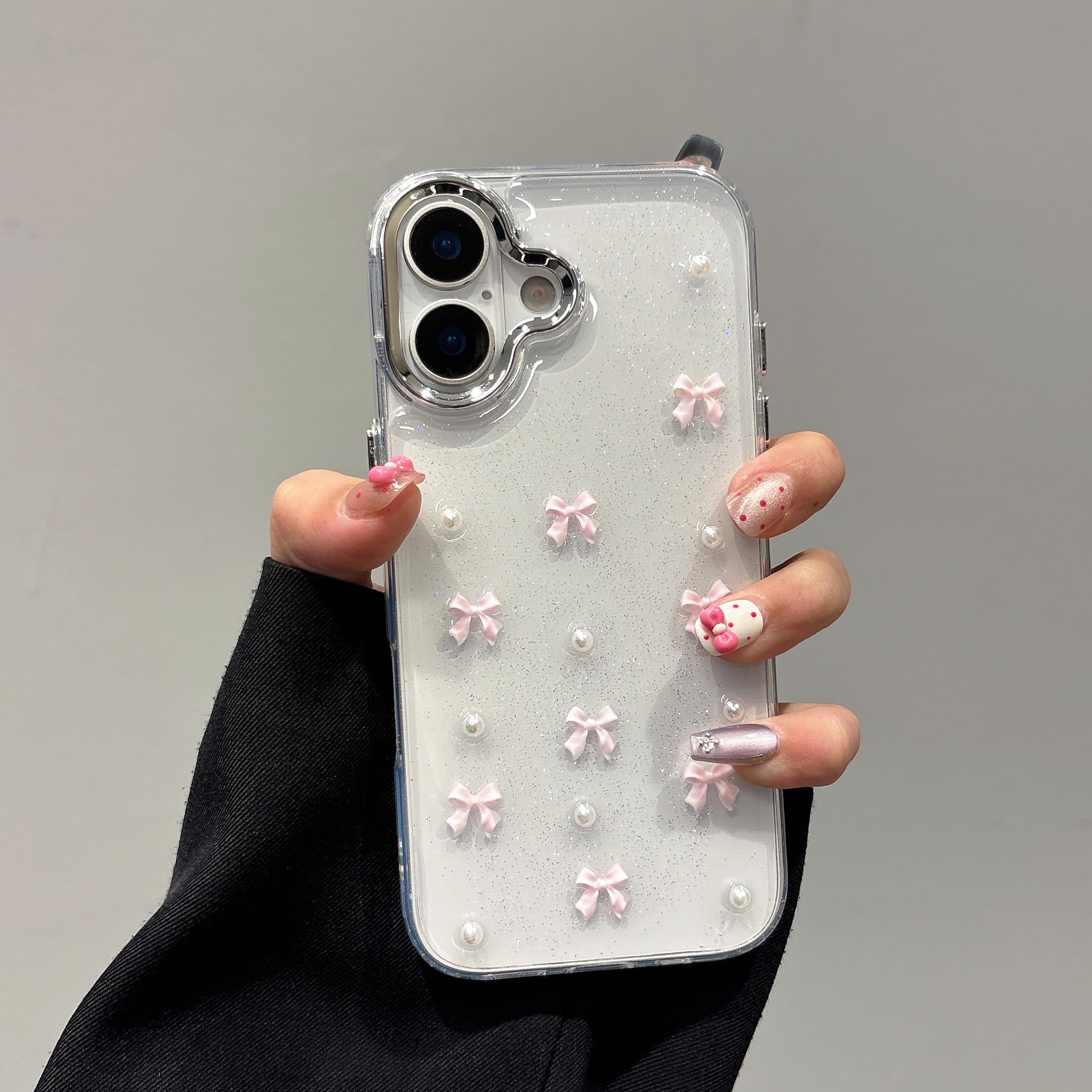 iPhone 17用 メタリックピンクリボンケース Amazon.co.jp: QLTYPRI iPhone 17 用 ケース クリア ピンク ミニリボン
