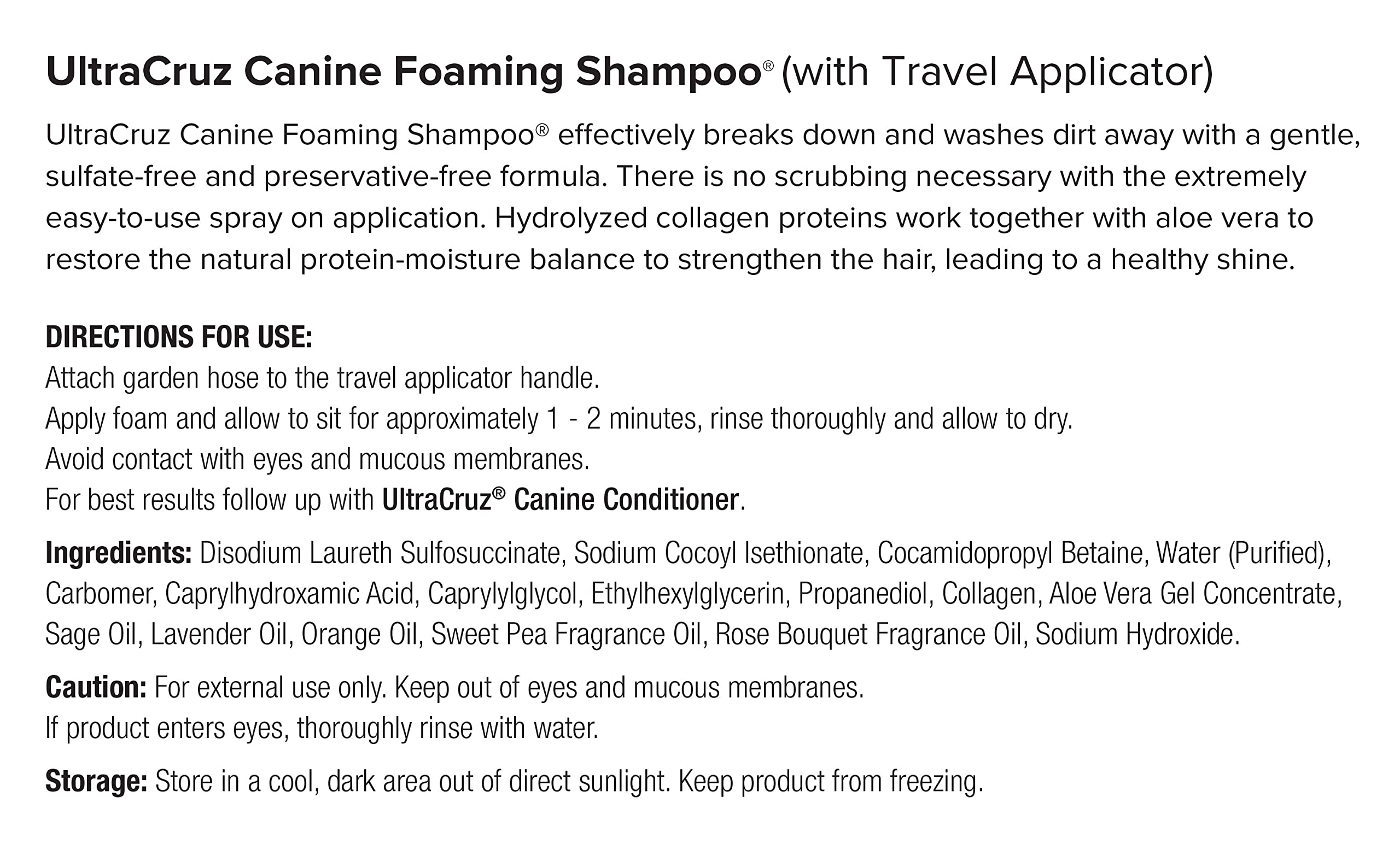 UltraCruz Canine Foaming Shampoo® dla psów, 32 uncje z aplikatorem podróżnym
