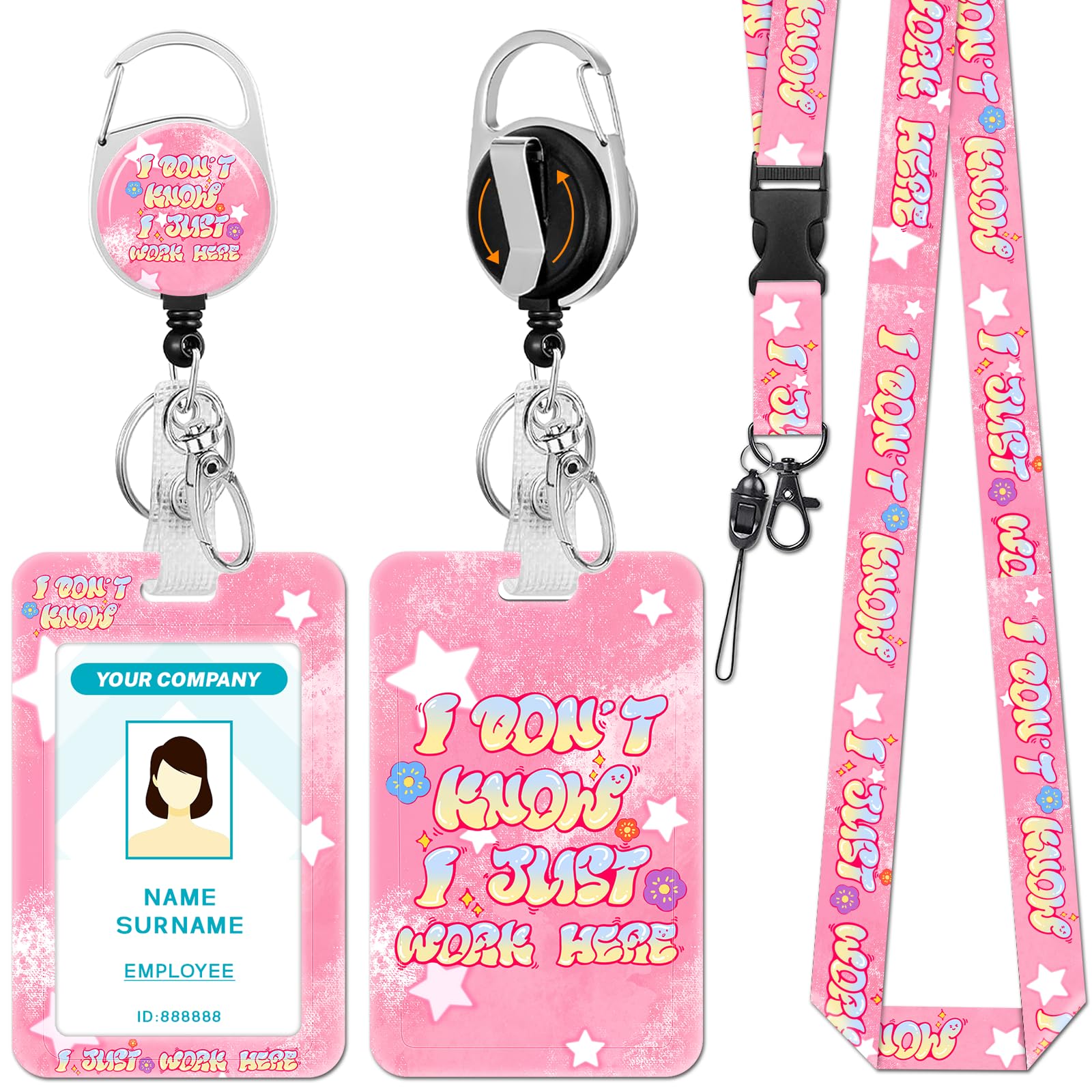 Hancynir Quote Lanyards for Id Badges, Badge Holder Retractable Reel Clip