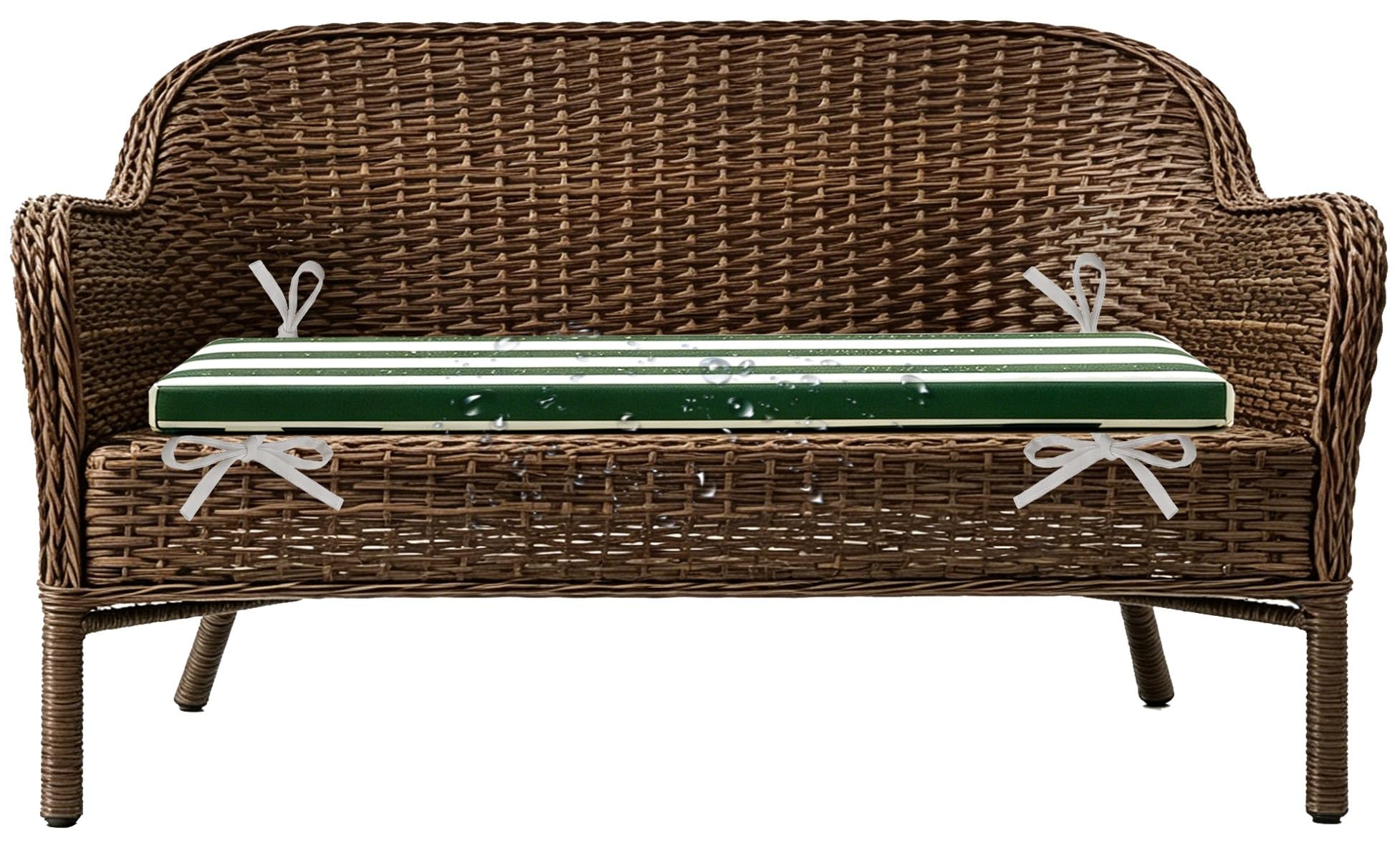 ILiemao Rattan Outdoor Furniture Replacement Cushions Sectional, Outdoor Sofa Cushions Waterproof 80% Bench Cushions with Foam Filling Striped, 2"/5cm Thick(Dark Green White,120x35 cm 47x14 in)