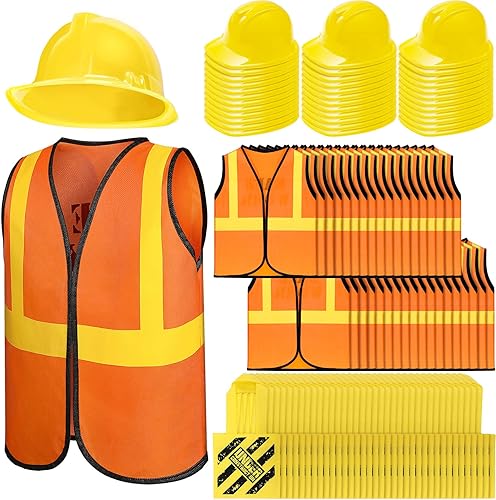 Hillban 108 piezas de chaleco de construcción para niños, suministros de fiesta de cumpleaños, incluyendo 36 bolsas de mano, 36 chalecos de