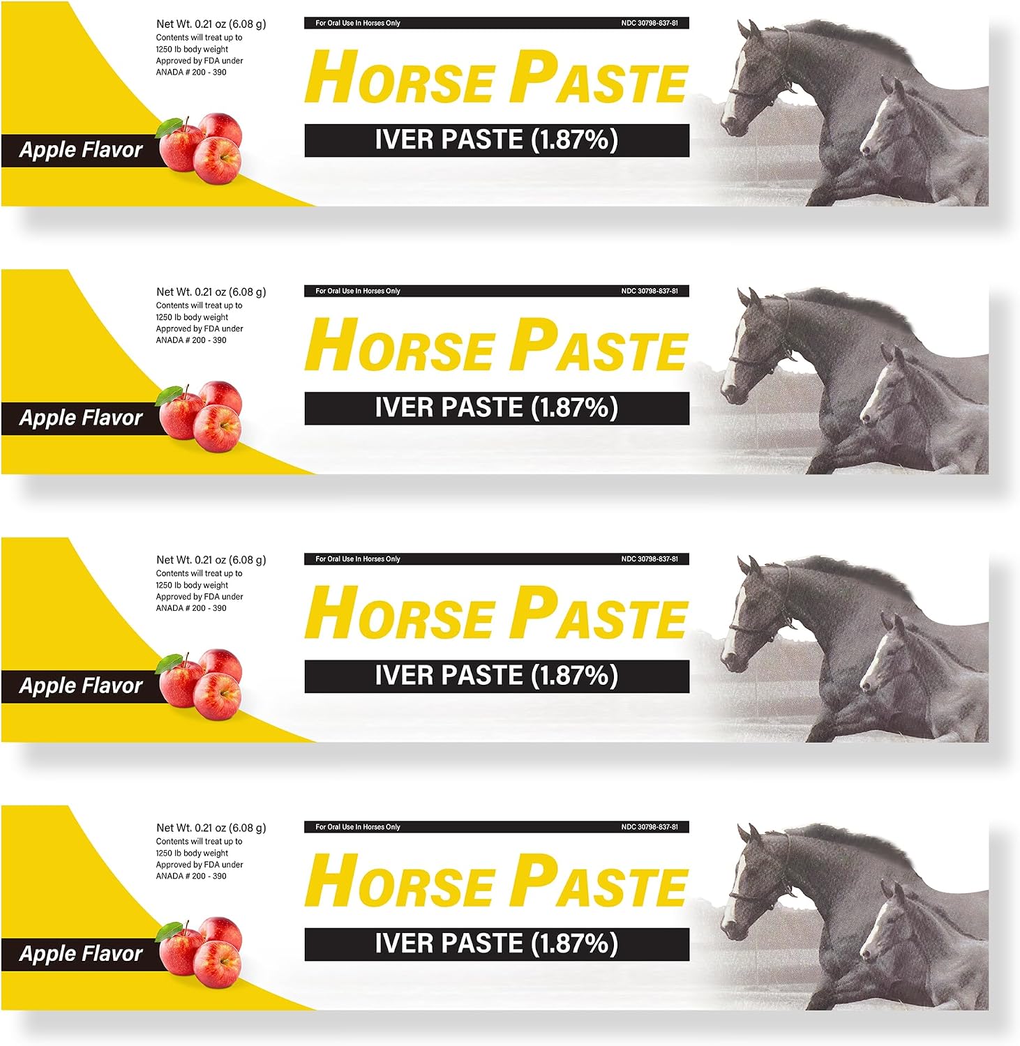 4 Pack (6.08g Each) 1.87% Apple Flavored Oral for Horses