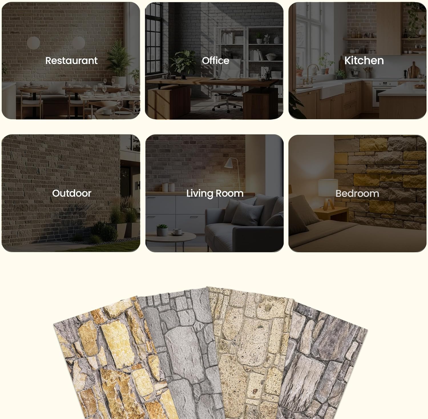 3D Faux Brick Wall Panels (9-Pack) - Easy DIY Install with Adhesive - Lightweight Styrofoam Stone Cladding for Interior & Exterior Travertine - 40"x20"