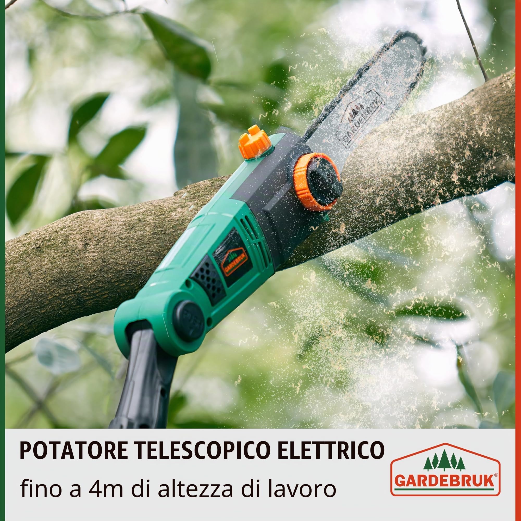 GARDEBRUK® Potatore Telescopico Elettrica 200-265cm Modello ASX 900 750 W Lama 26 cm Motosega Telescopica per Potatura