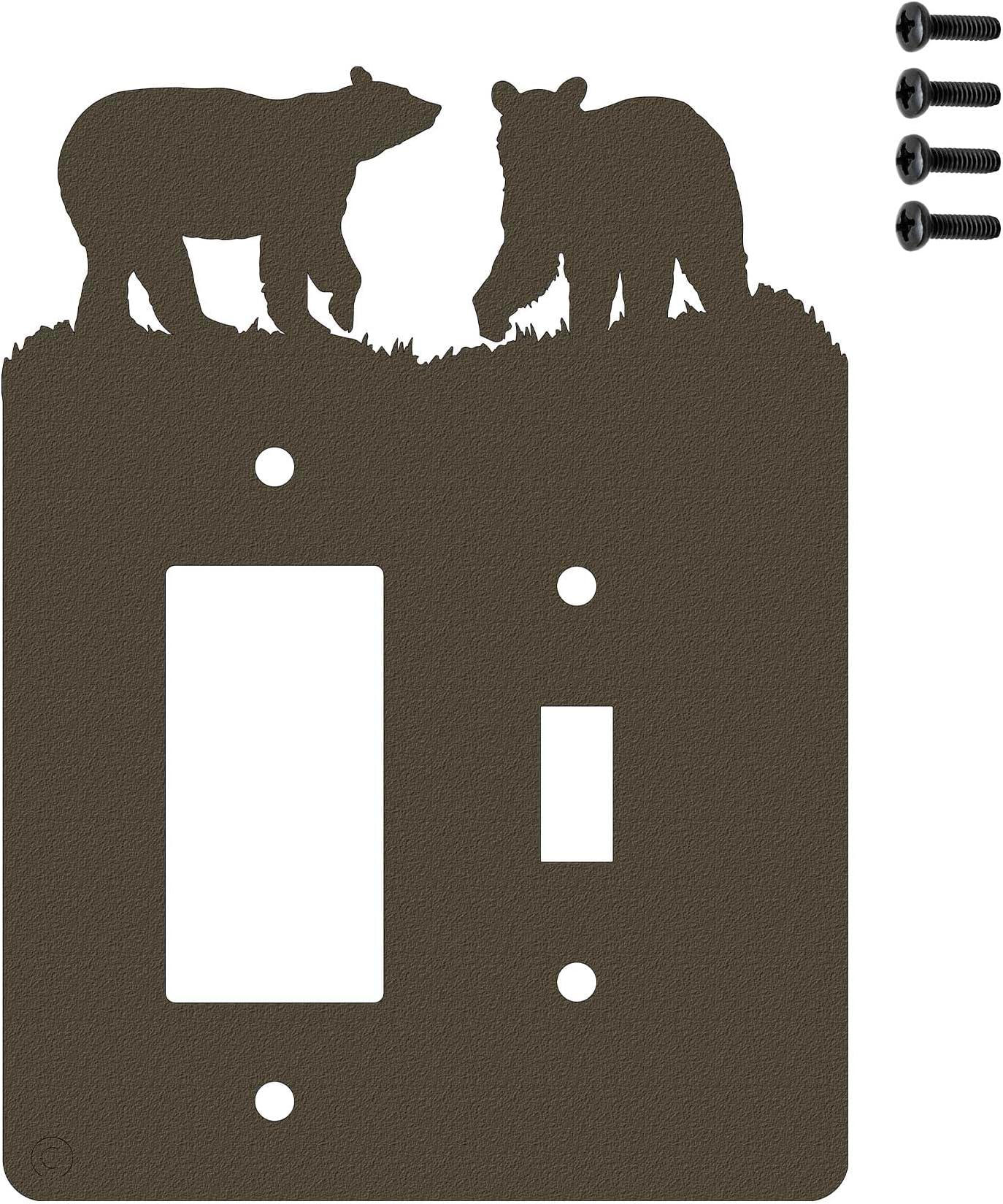 Bear Toggle Light Switch & Single Gang (Rocker-GFCI) Wall Plate (Single Toggle with GFCI (Rocker), Brown) - MADE IN USA