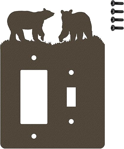 Miniatura 51 de Bear - Placa de pared para interruptor de luz (palanca simple, negro) - Fabricado en Estados Unidos Negro -,Marrón