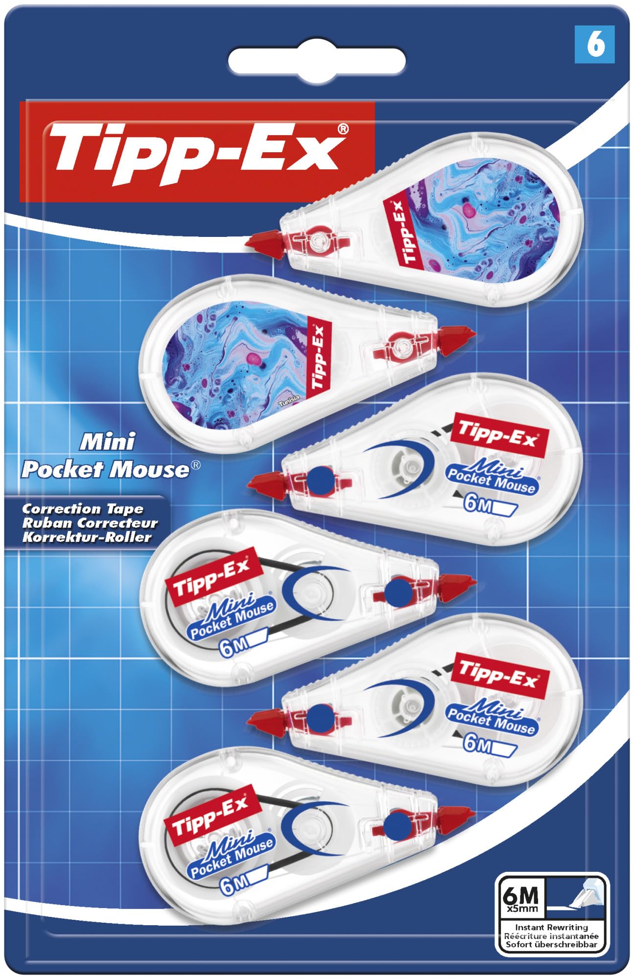 Tippex Mini Pocket Correction Tapes, Amazon Exclusive, 6m x 5mm, Pack of 6