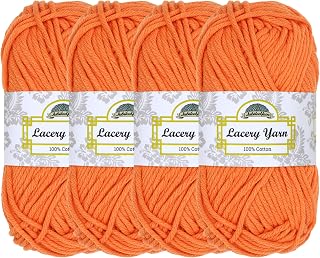 JubileeYarn Lacery Yarn - 100g/Skein Chunky Cotton - Orange Peel - 4 Skeins