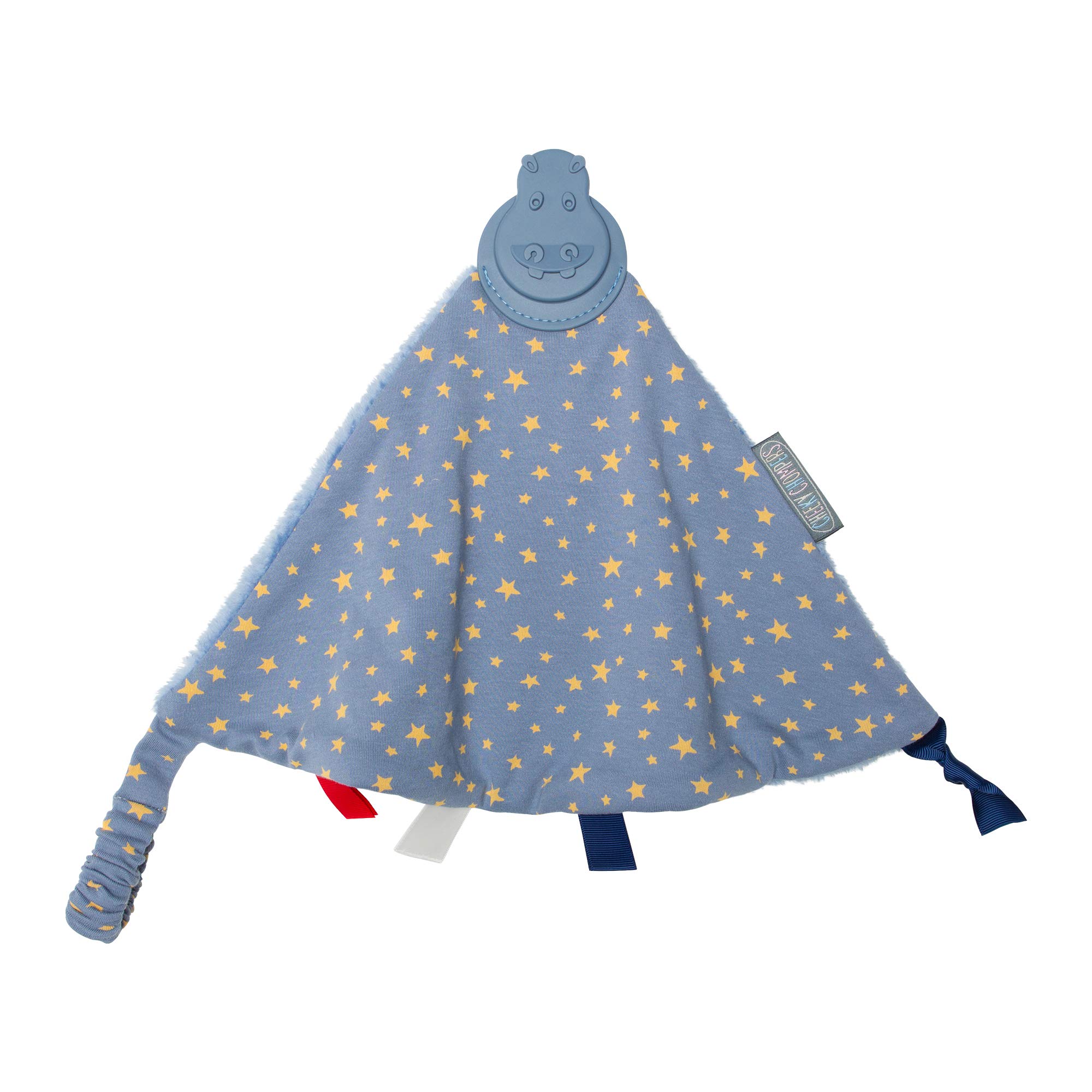 Cheeky Chompers Soft Baby Comforter | 4 in 1 Comfortchew | Baby Teething Aid & Sensory Toy | Silicone Teething Section | Soothing + Comforting | Midnight Stars