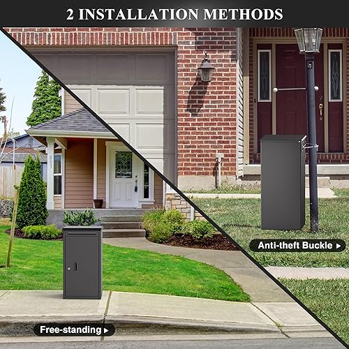 Miniatura 4 de Merapi Cajas de entrega de paquetes para exteriores, 16 x 13.27 x 29.84 pulgadas, cajas de entrega de paquetes de acero laminado en frío, caja de