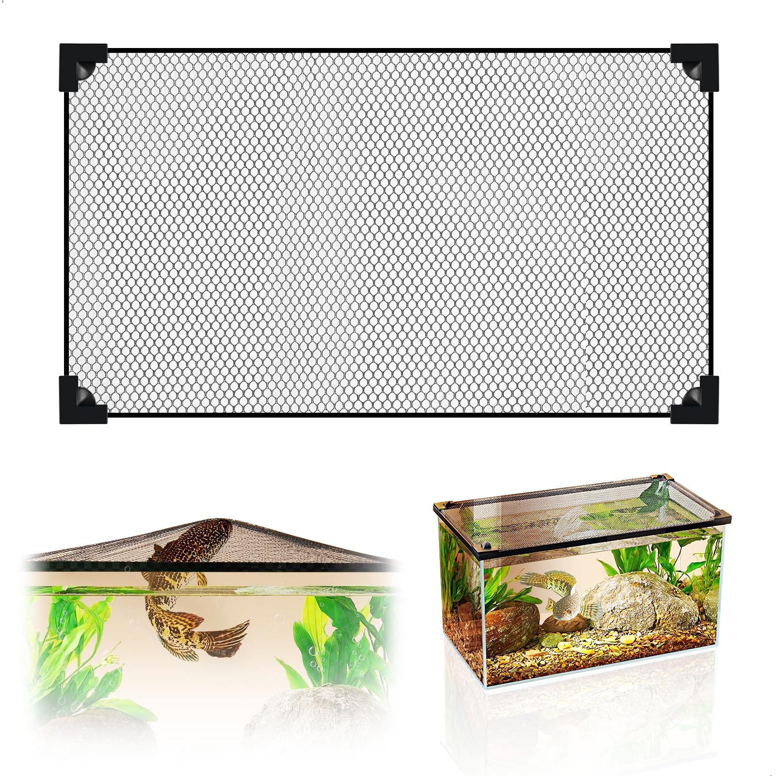 Aquarium-Sieb, Magnetisches Aquarium Anti Spring Netz, Fischisolationsbox Anti-Entweichungsnetz, Abdeckung für DASS Fische, Reptilien, Schildkröten Andere Tiere Entkommen, (80X40CM)