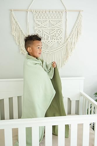 Miniatura 4 de Leyl&Ari Manta de bebé de punto gofre, colcha de muselina orgánica y tejido de gofre para niños pequeños Mantas para niños y niñas (salvia)