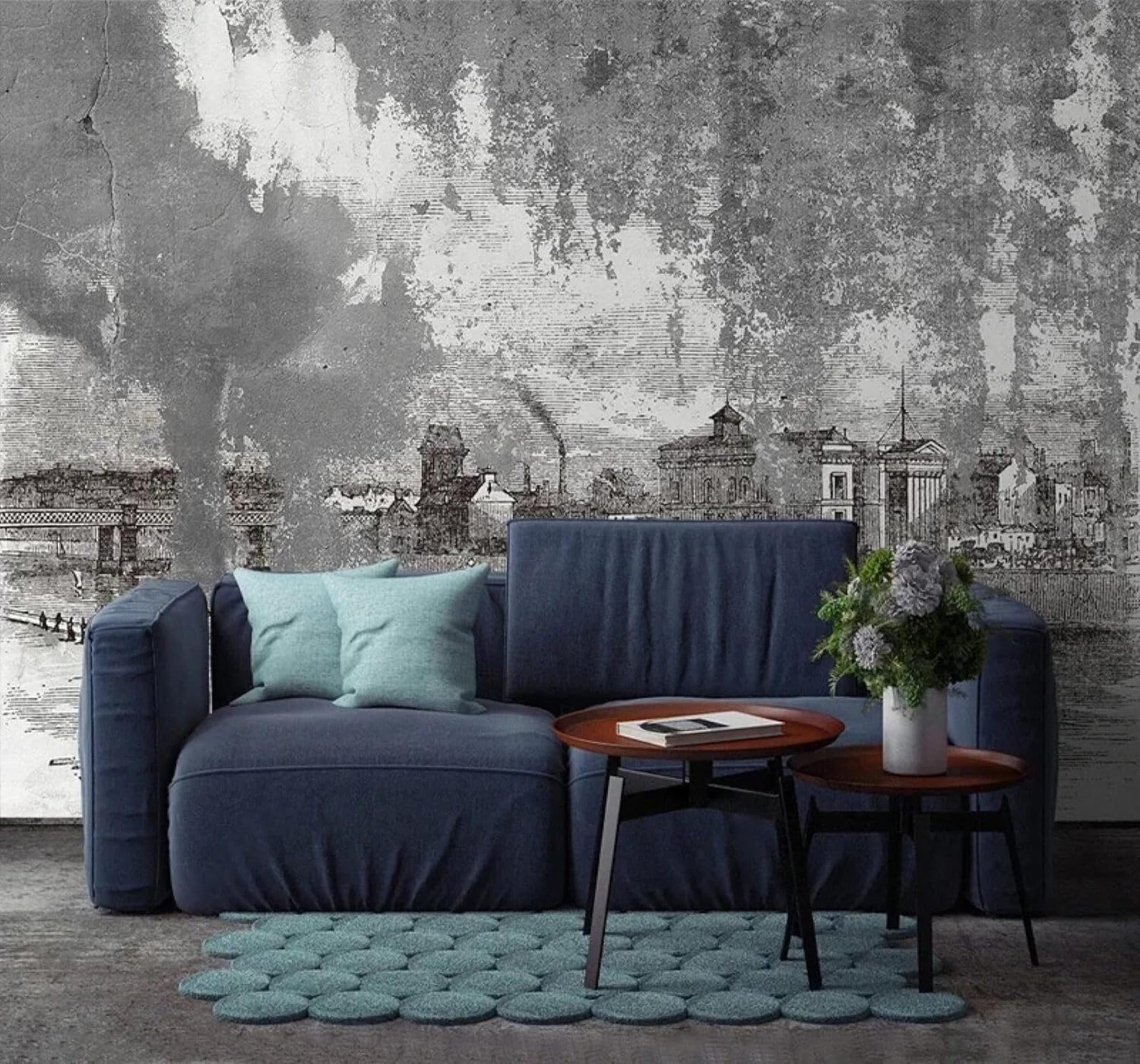 Xlming 350Cm×256Cm(B×H) Abstract Vintage Concrete Wall Architecture Bridge 3D Wallpaper Luxury Home Dining Decor Paste Sofa Living Room The Wall For Bedroom Mural-350Cm×256Cm