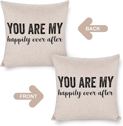 Miniatura 3 de Funlucy Decorative Pillow Covers You are My Happily Ever After Throw Pillow Case Cushion Cover Home Office Decor,Square 16 X 16 Inches
