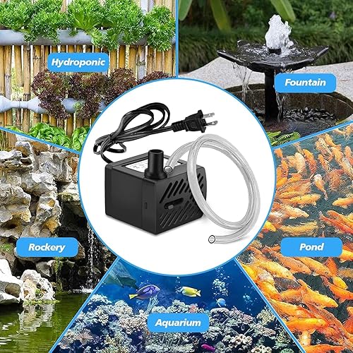Miniatura 3 de Mini bomba de agua sumergible de 80GPH 3W para acuarios, pecera, estanque, fuente, hidroponía, AYS-226