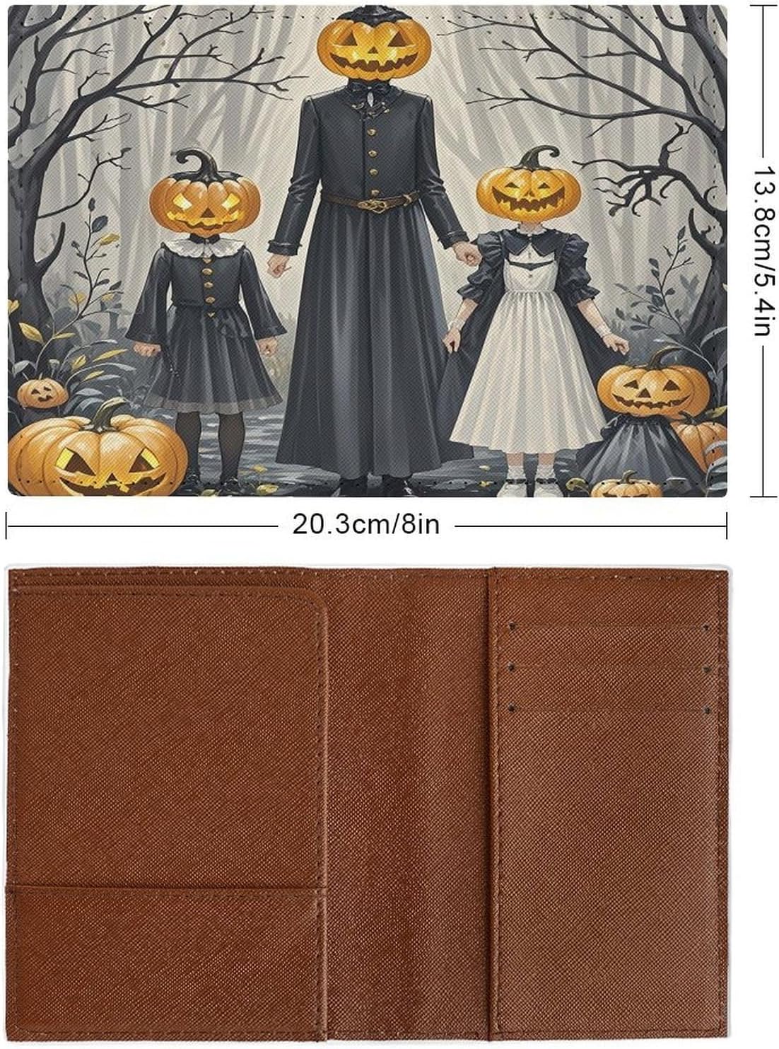 Pumpkin Head Family Passport Cover Passport Holder for Travel Essentials Passports Wallet Cover Case PU Leather Passports Book Card for Travel Must Haves Accessories