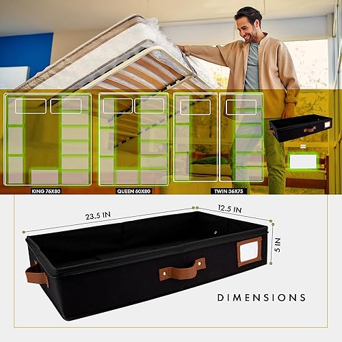 Miniatura 2 de HOMELUX THEORY Contenedores de almacenamiento de perfil bajo debajo de la cama, 33 x 17 x 4.5 pulgadas, organizador de ropa y zapatos, caja de