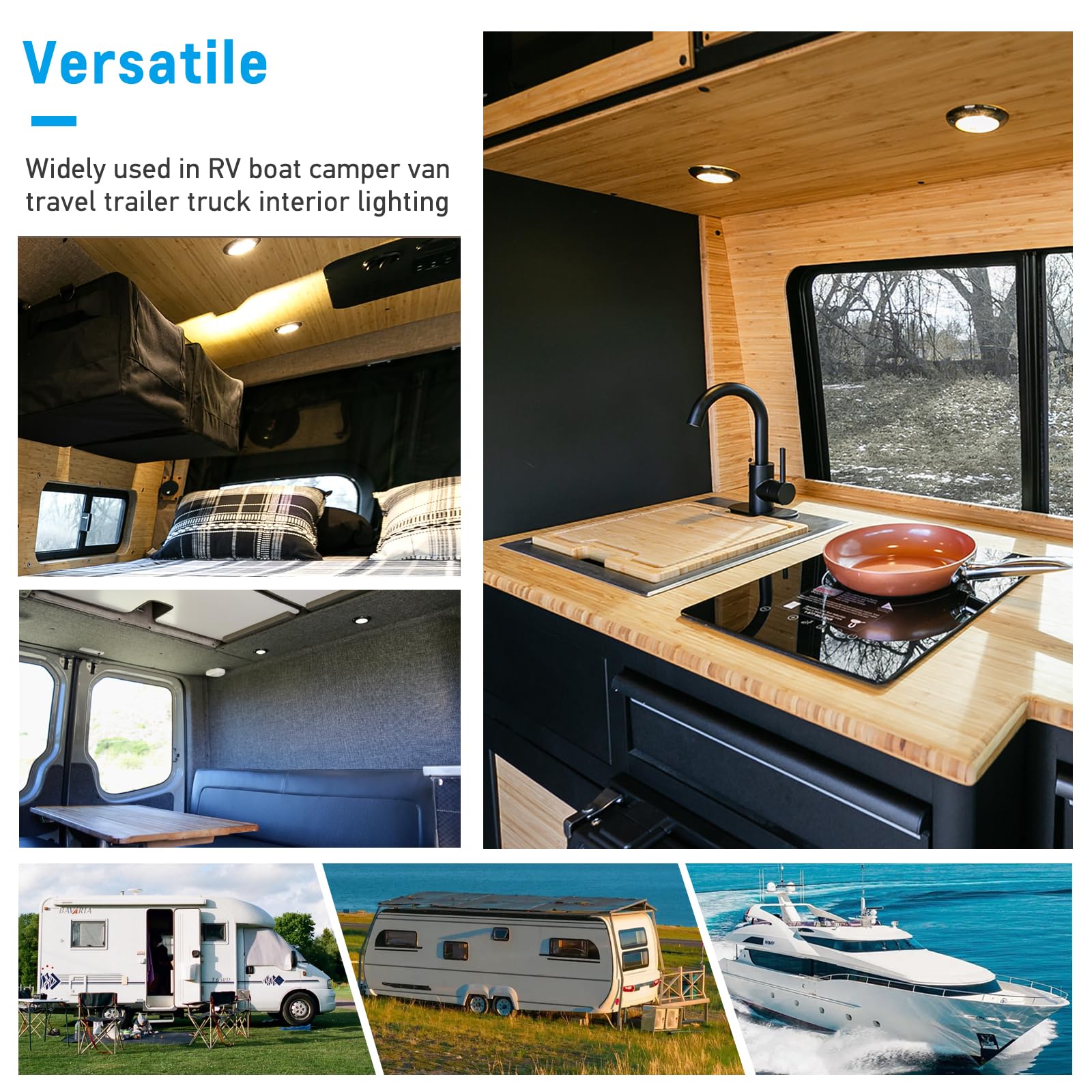 Buy Acegoo RV Boat LED Ceiling Light Surface Mount 12V Puck Light For - View #11